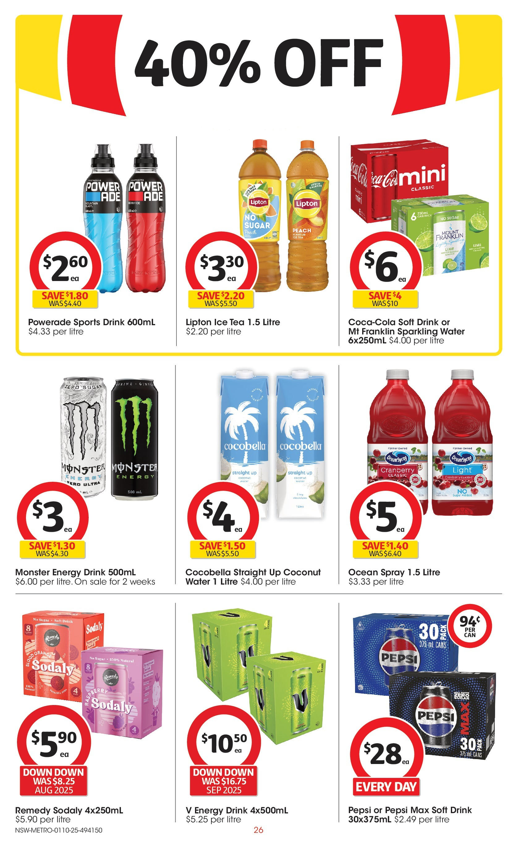 ﻿﻿Coles catalogue valid from 30/09/2025 > Online Australia | Page: 26 | Products: Tea, Water, Lime, Pepsi Max