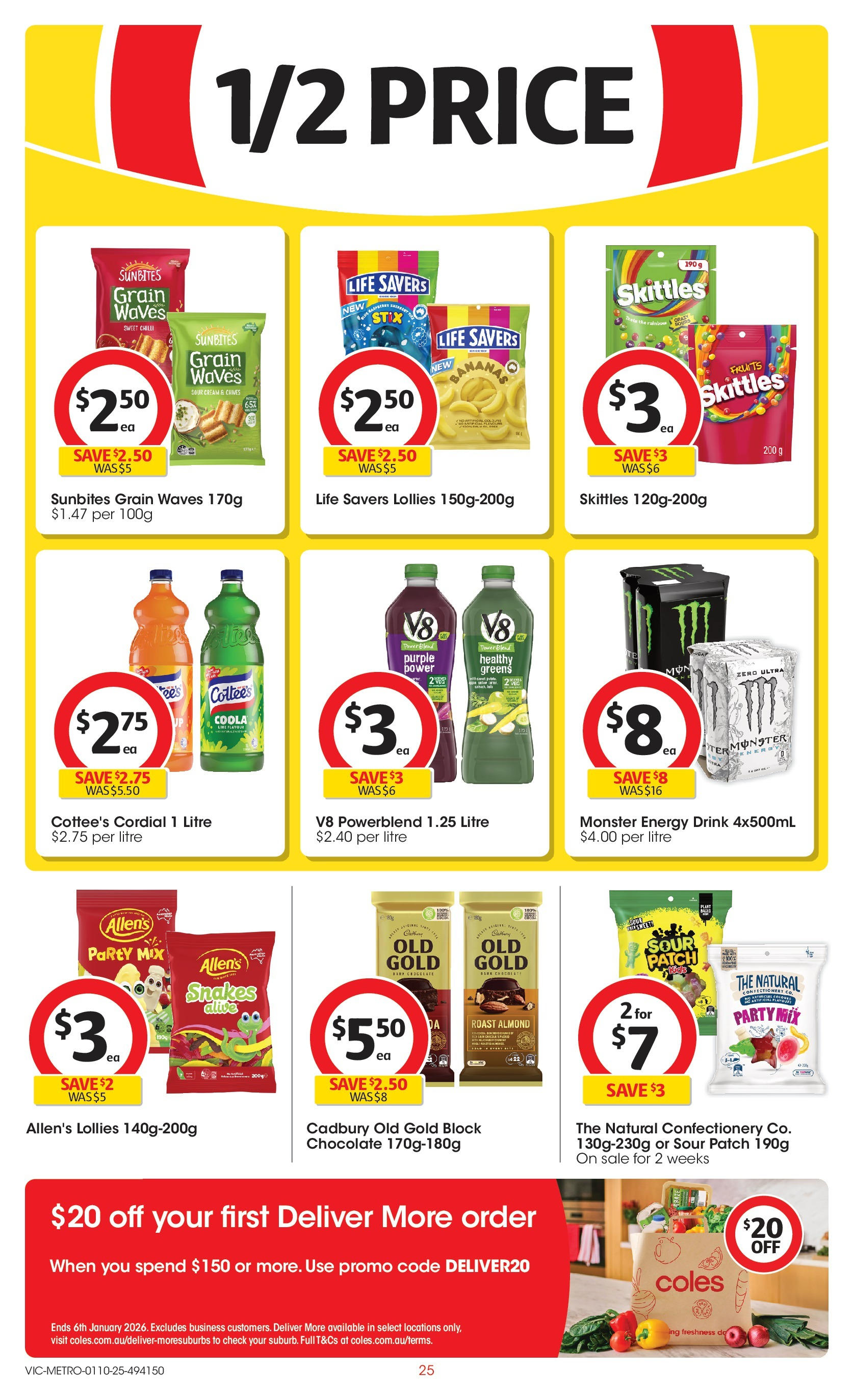 ﻿﻿Coles catalogue valid from 30/09/2025 > Online Australia | Page: 25 | Products: Energy drink, Sour cream, Greens, Lime