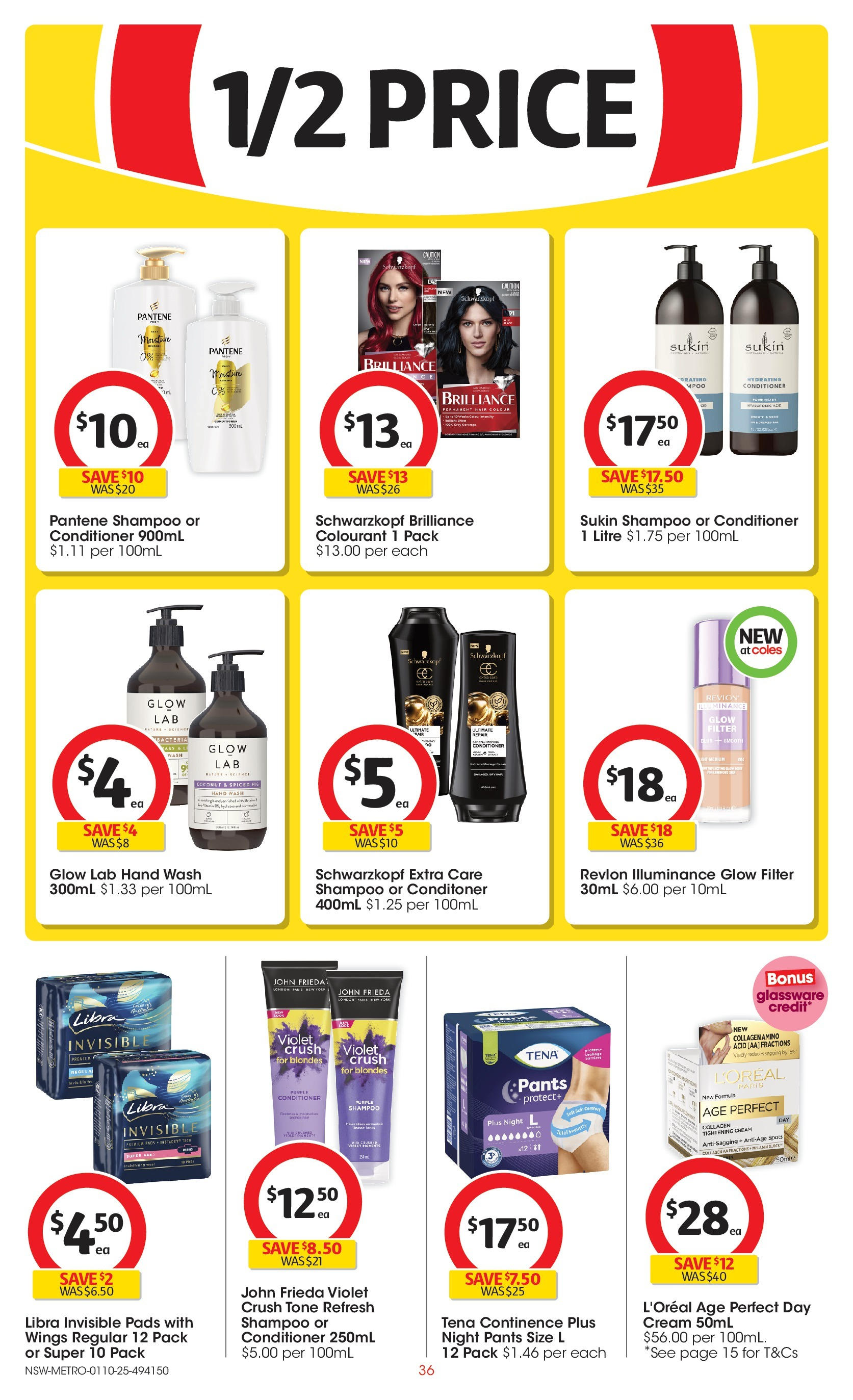 ﻿﻿Coles catalogue valid from 30/09/2025 > Online Australia | Page: 36 | Products: Shampoo, Conditioner, Glassware, Pants