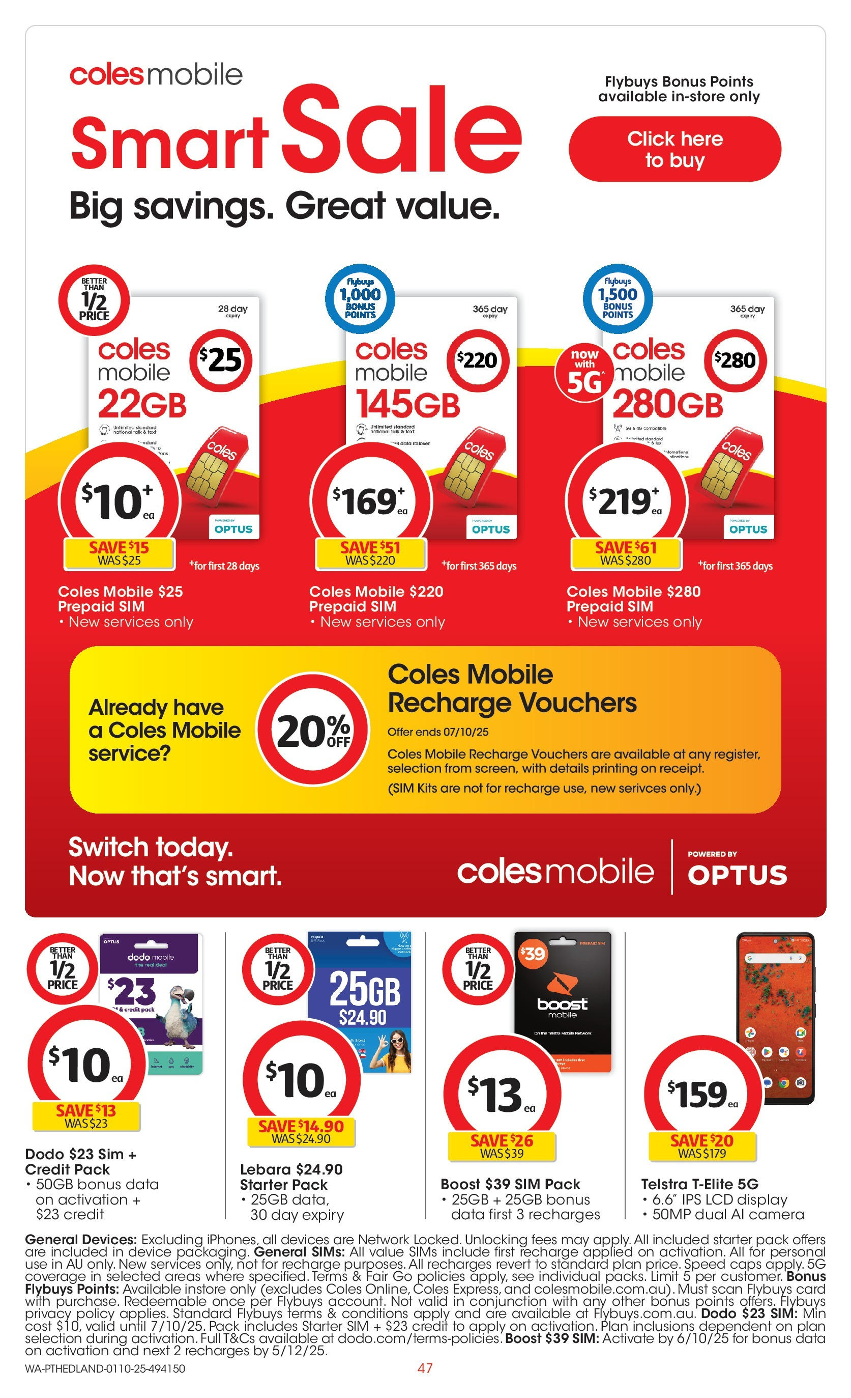 ﻿﻿Coles catalogue valid from 30/09/2025 > Online Australia | Page: 47 | Products: Kits, Device, Camera, Mobile
