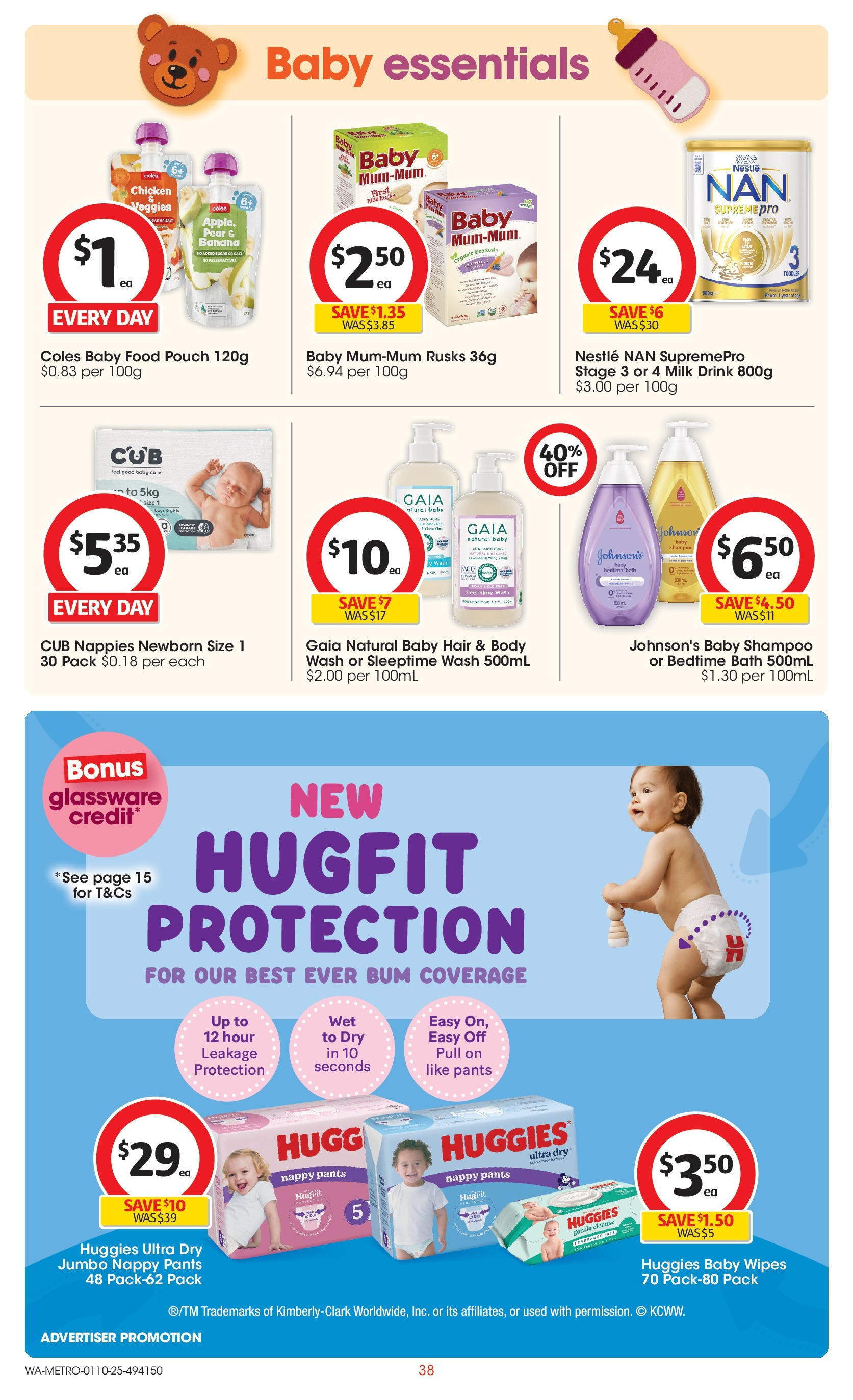 ﻿﻿Coles catalogue valid from 30/09/2025 > Online Australia | Page: 38 | Products: Milk, Glassware, Chicken, Nappies