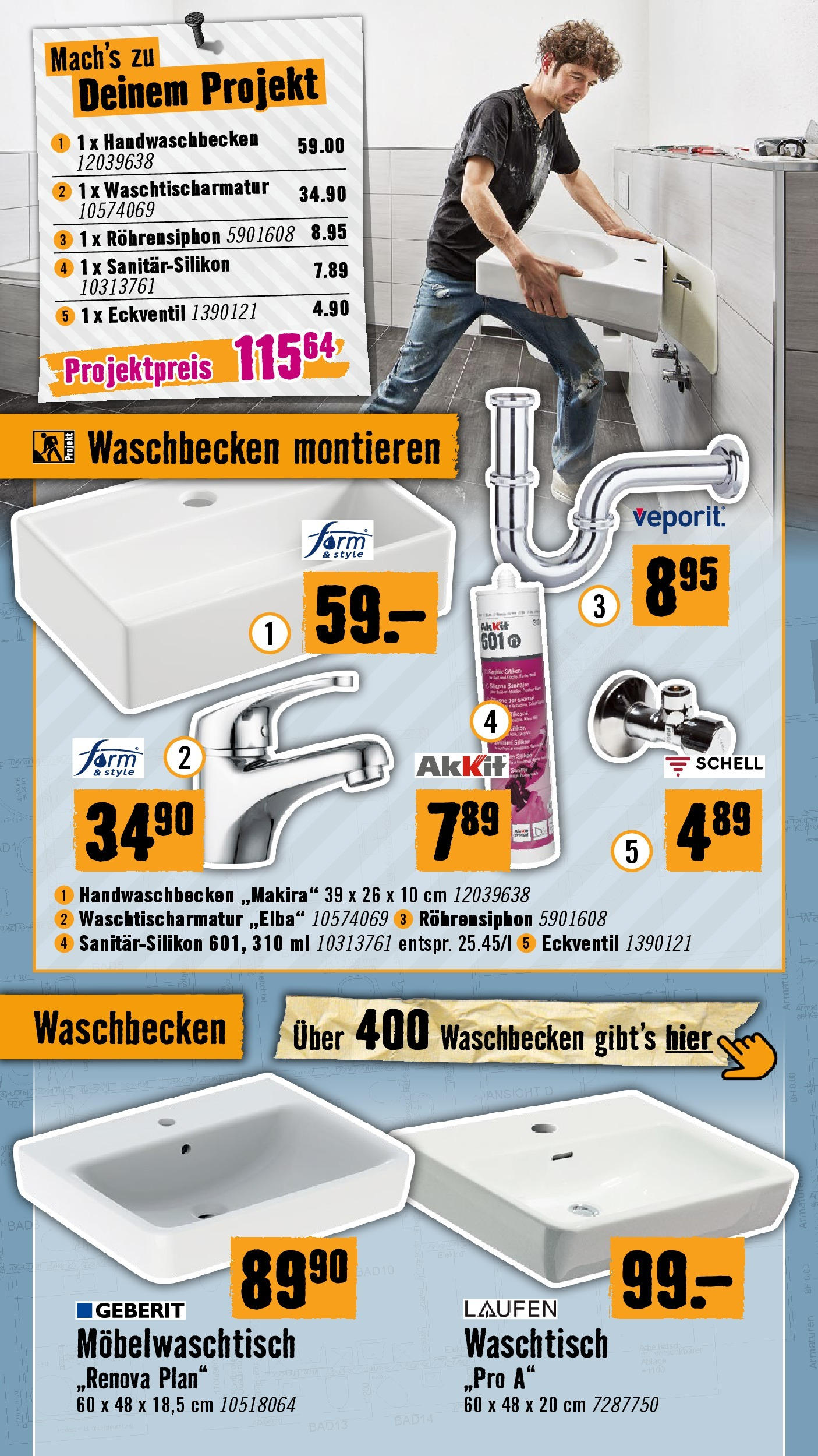 Hornbach Flugblatt von 01.10.2025 - Aktuelle Angebote | Seite: 42 | Produkte: BH, Waschbecken