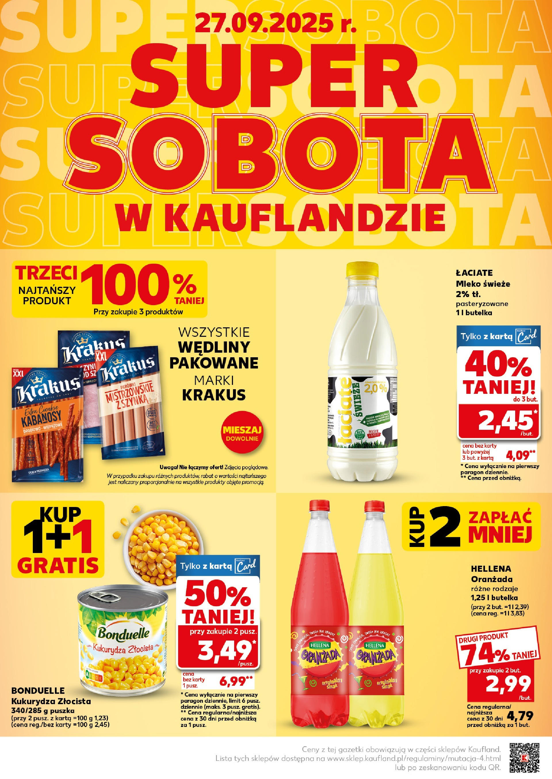 Kaufland gazetka - Super Sobota od 27.09.2025 - od jutra PDF | Strona: 2 | Produkty: Karta, Kabanosy, Parówki, Mleko