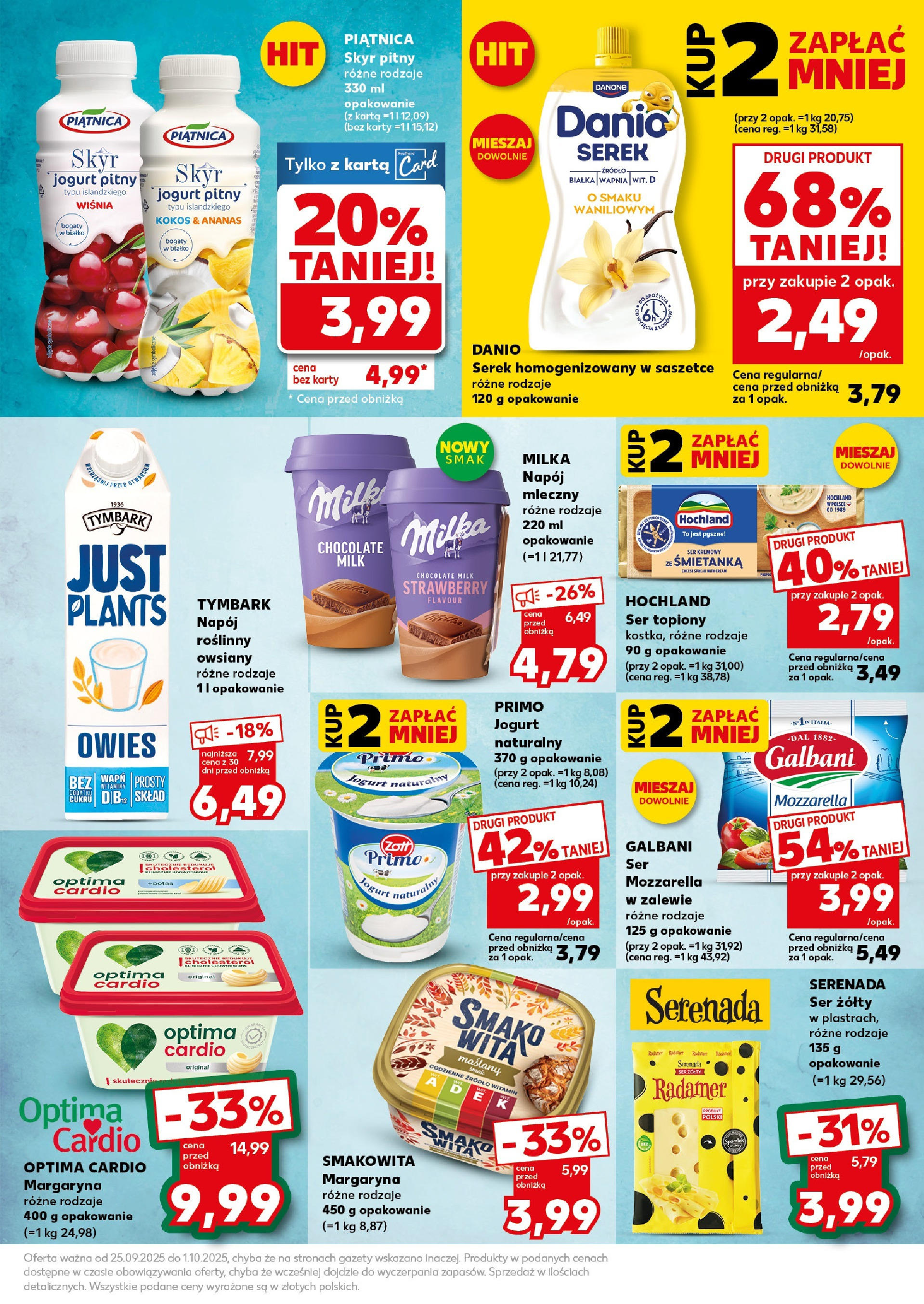 Kaufland gazetka - Super Sobota od 27.09.2025 - od jutra PDF | Strona: 15 | Produkty: Ser żółty, Serek homogenizowany, Jogurt naturalny, Margaryna