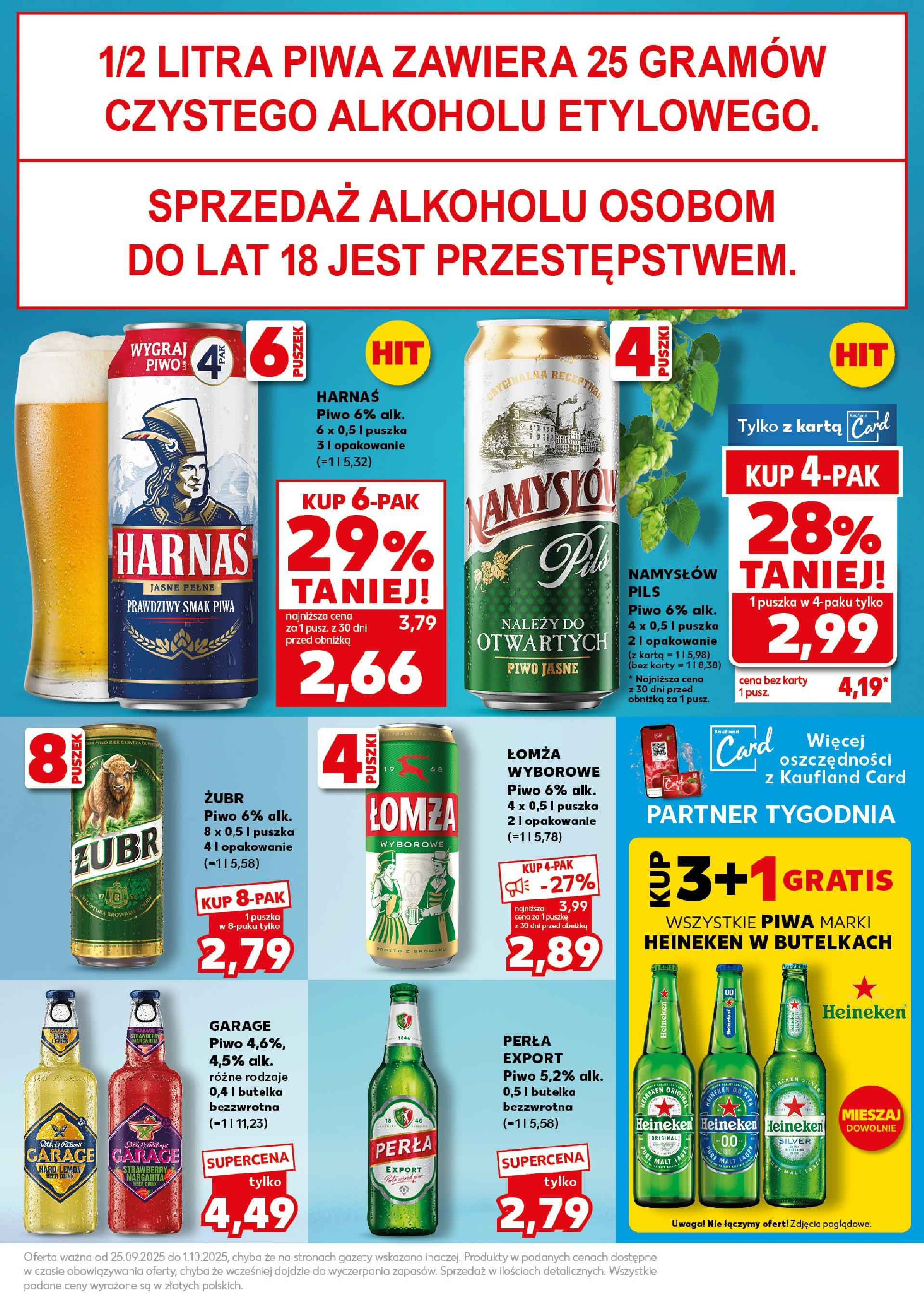 Kaufland gazetka - Super Sobota od 27.09.2025 - od jutra PDF | Strona: 19 | Produkty: Karta, Harnaś, Piwo, Heineken