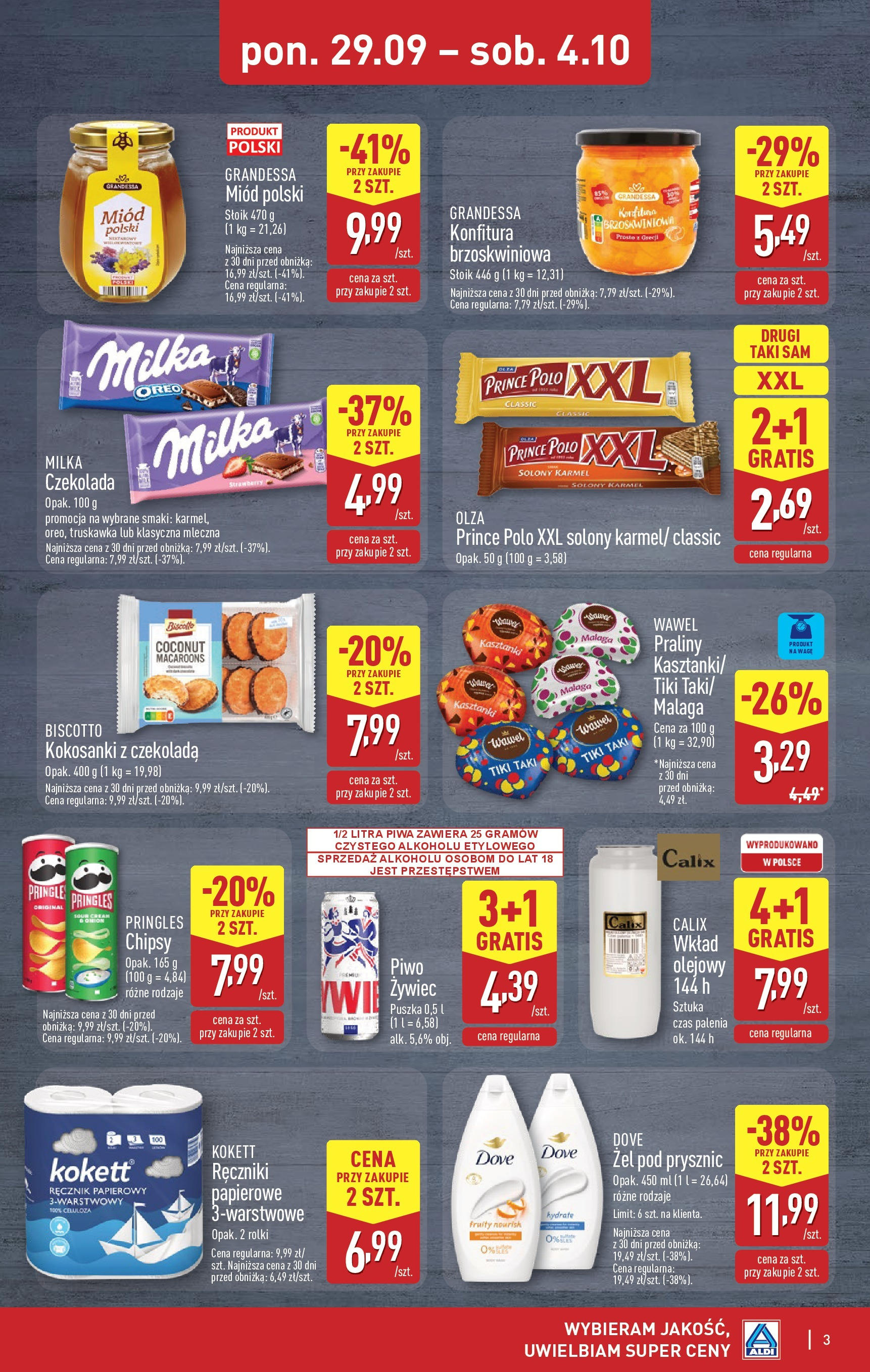 Aldi Gazetka - Okazje na weekend od 02.10.2025 - Ulotka PDF, promocje | Strona: 3 | Produkty: Prince polo xxl, Milka, Piwo, Żel pod prysznic