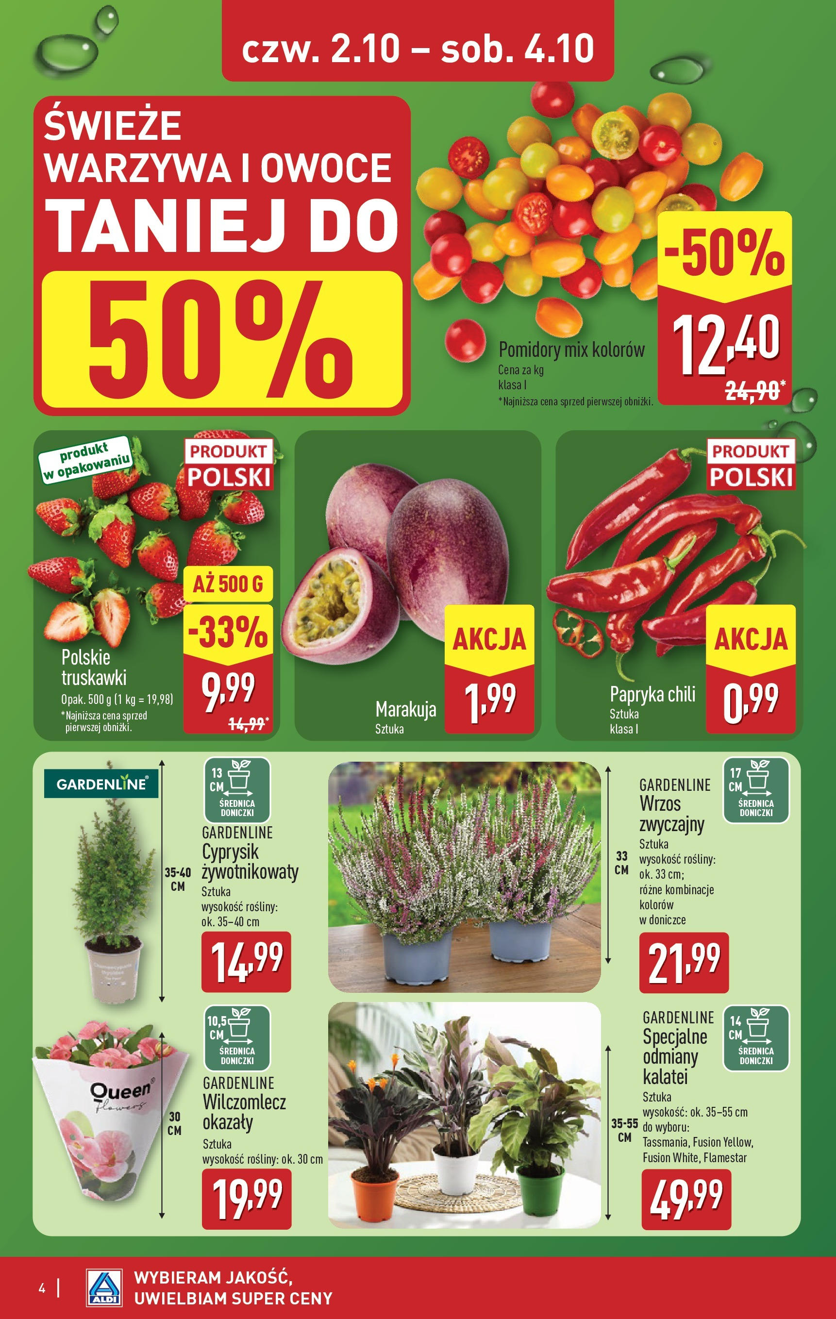 Aldi Gazetka - Okazje na weekend od 02.10.2025 - Ulotka PDF, promocje | Strona: 4 | Produkty: Chili, Wrzos, Papryka, Doniczki