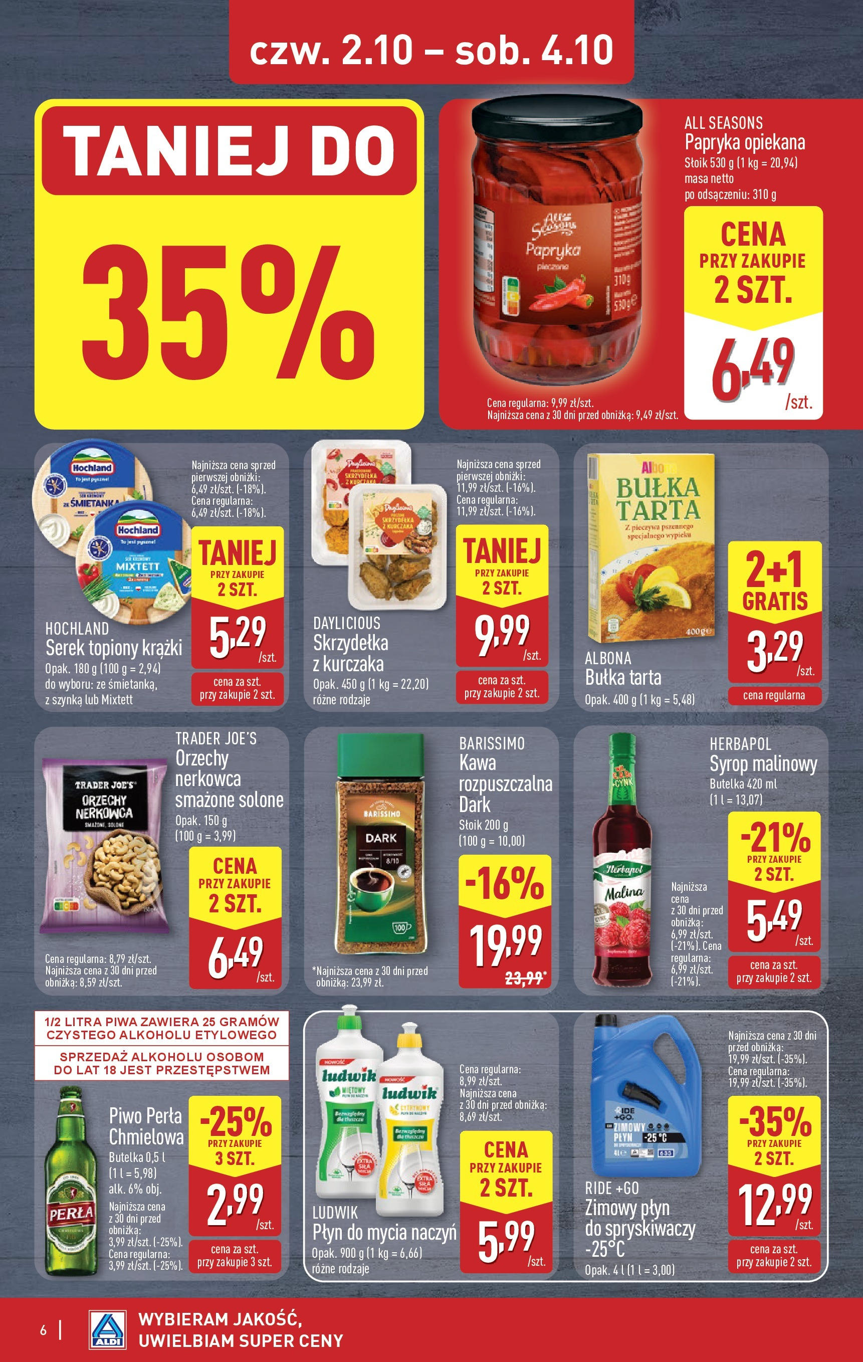 Aldi Gazetka - Okazje na weekend od 02.10.2025 - Ulotka PDF, promocje | Strona: 6 | Produkty: Serek, Papryka, Kawa, Serek topiony