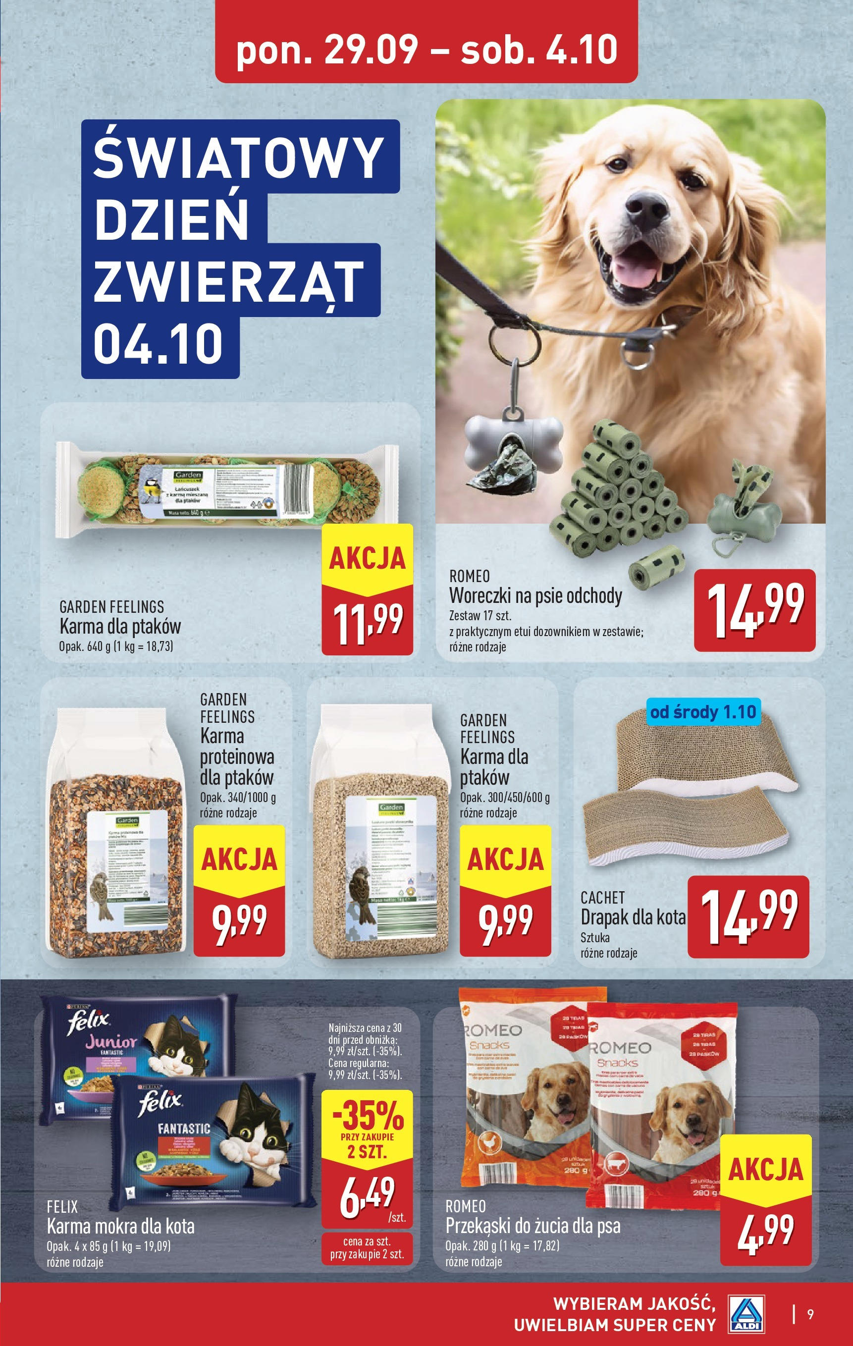 Aldi Gazetka - Okazje na weekend od 02.10.2025 - Ulotka PDF, promocje | Strona: 9 | Produkty: Karma mokra dla kota, Drapak, Drapak dla kota