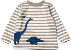 ALANA Langarmshirt mit Dino-Muster, braun, Gr. 92