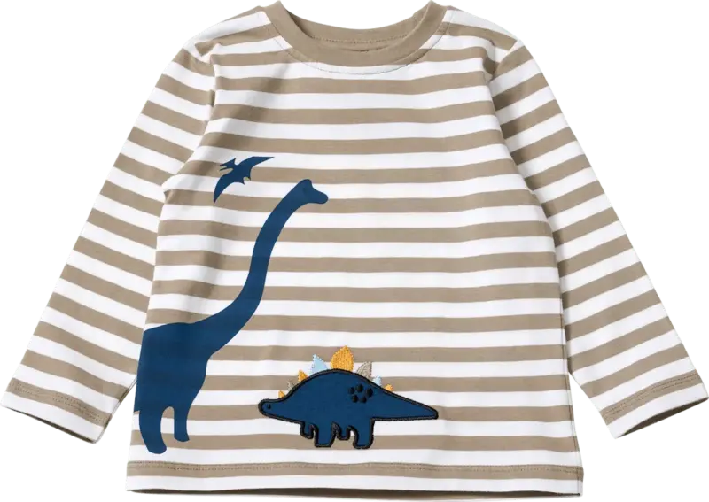 ALANA Langarmshirt mit Dino-Muster, braun, Gr. 92