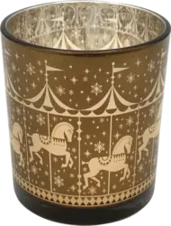 Dekorieren & Einrichten Kerzenhalter aus Glas, Karussellpferde, braun