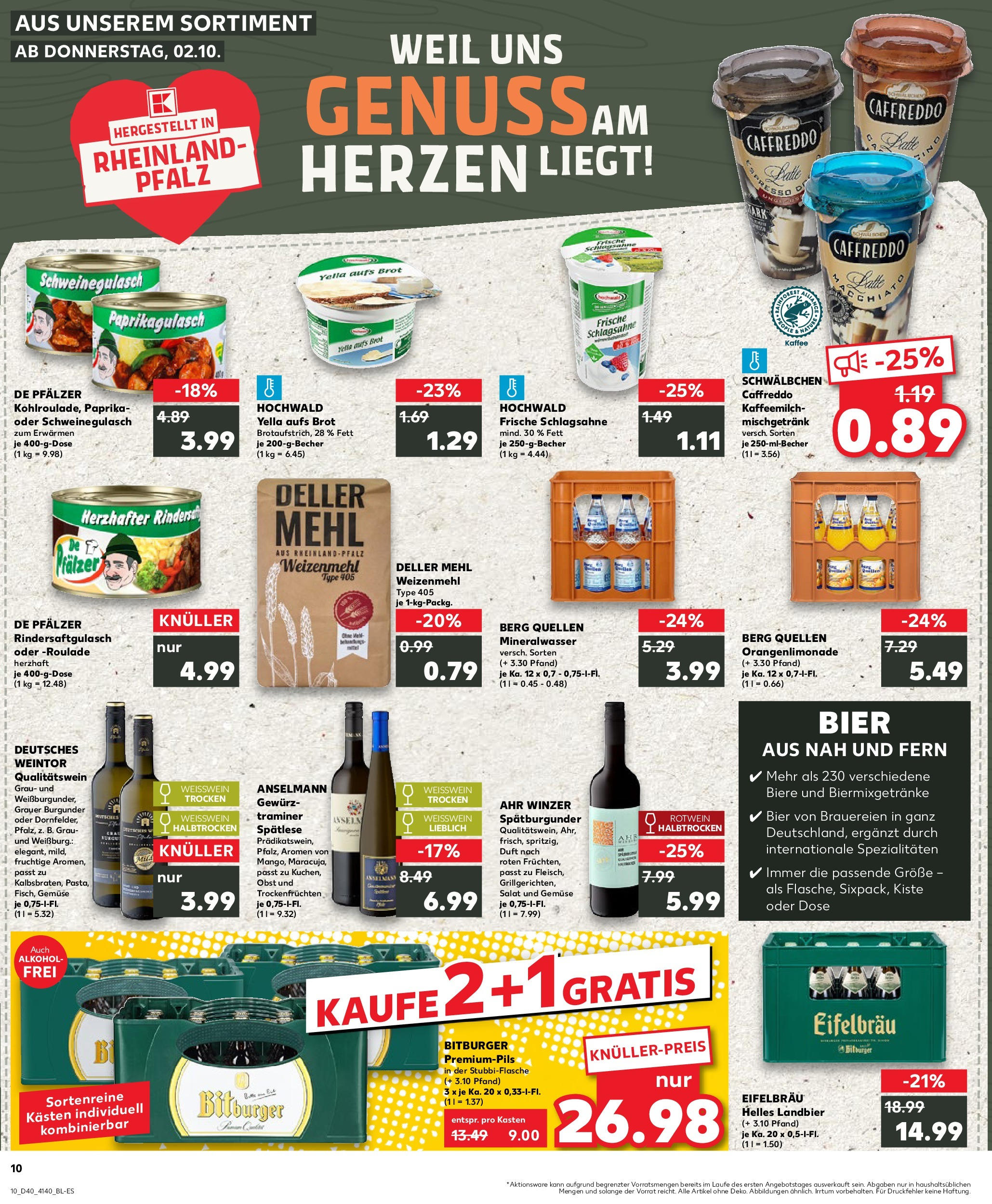 Prospekt Kaufland ab 02.10.2025 » Angebote Online zum Blättern | Seite: 10 | Produkte: Mehl, Obst, Brot, Salat
