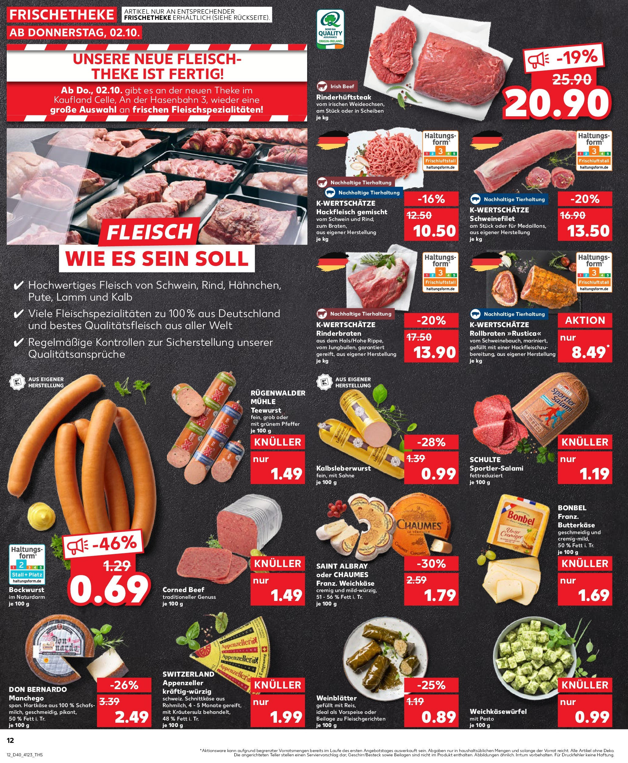 Prospekt Kaufland ab 02.10.2025 » Angebote Online zum Blättern | Seite: 12 | Produkte: Schweinefilet, Pfeffer, Salami, Sahne