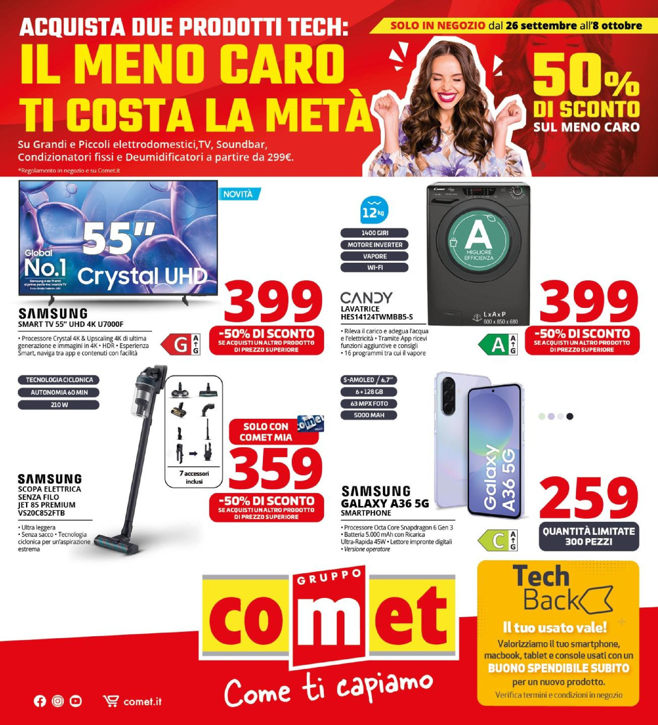 Nuovo Volantino Comet	 dal 26/09/2025 > offerte anteprima 🛍️ | Pagina: 1 | Prodotti: Scopa elettrica, Lavatrice, Scopa, Batteria