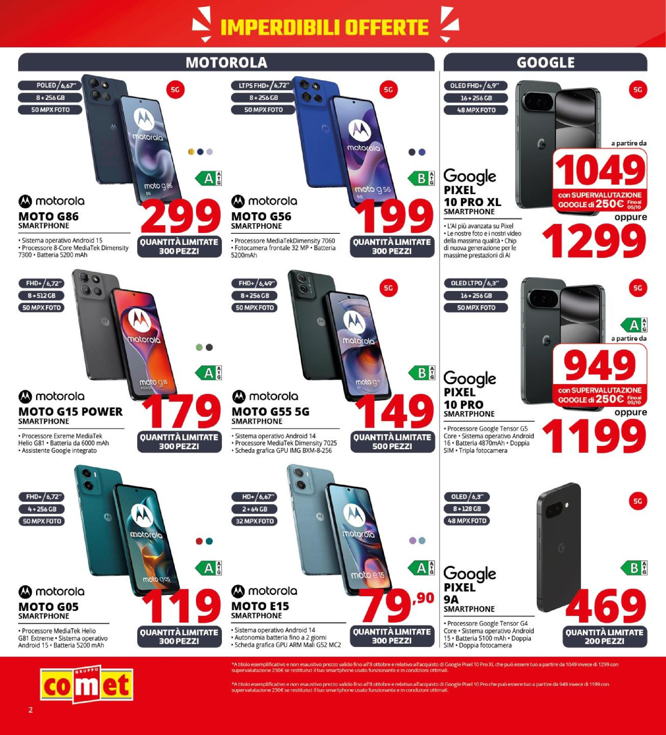 Nuovo Volantino Comet	 dal 26/09/2025 > offerte anteprima 🛍️ | Pagina: 2 | Prodotti: Smartphone, Video, Fotocamera, Batteria