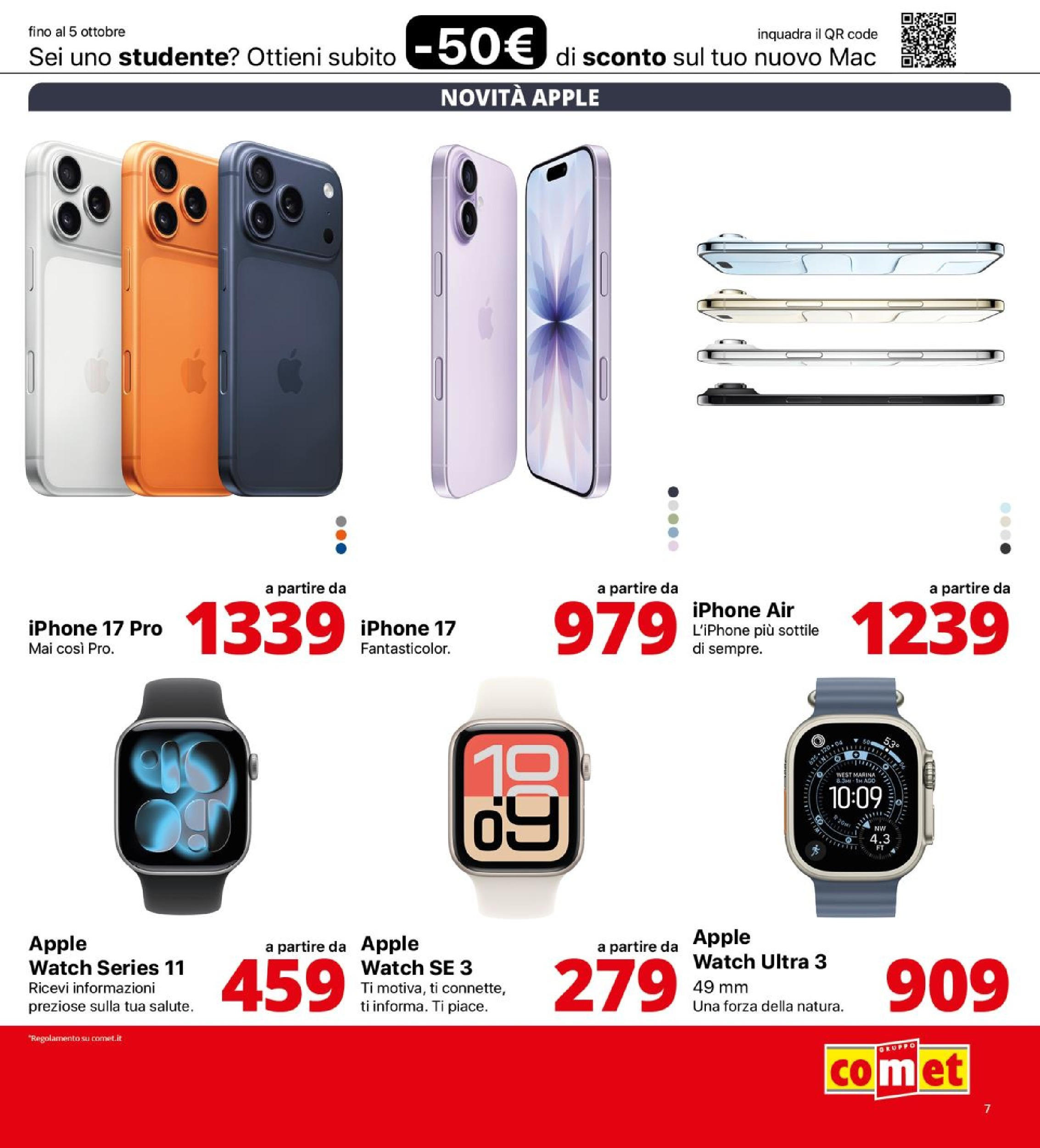 Nuovo Volantino Comet	 dal 26/09/2025 > offerte anteprima 🛍️ | Pagina: 7 | Prodotti: Iphone, Apple Watch