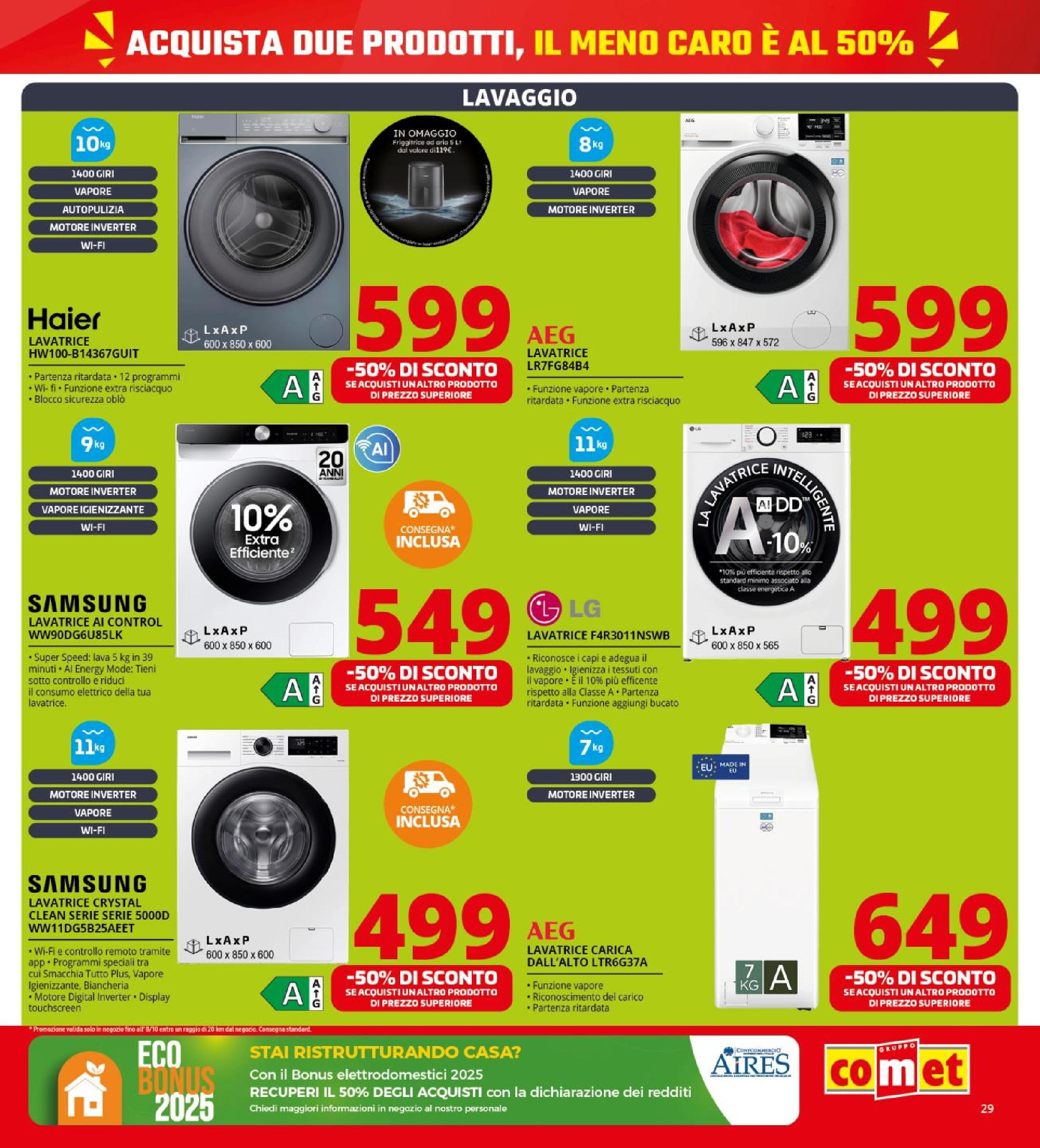 Nuovo Volantino Comet	 dal 26/09/2025 > offerte anteprima 🛍️ | Pagina: 29 | Prodotti: Lavatrice, Friggitrice, Samsung
