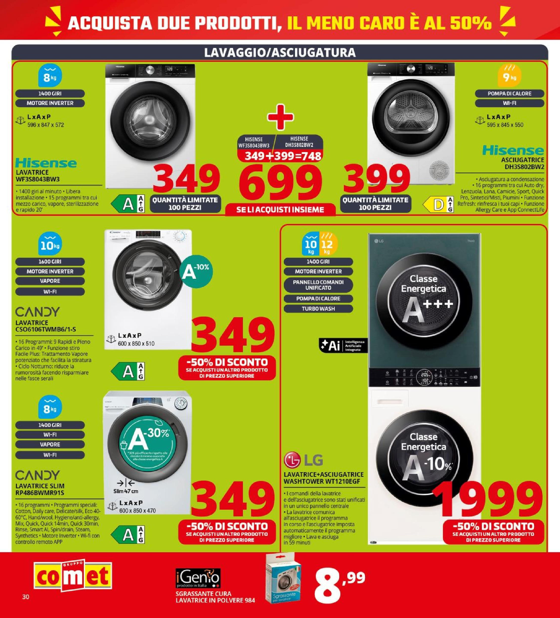 Nuovo Volantino Comet	 dal 26/09/2025 > offerte anteprima 🛍️ | Pagina: 30 | Prodotti: Lavatrice, Asciugatrice