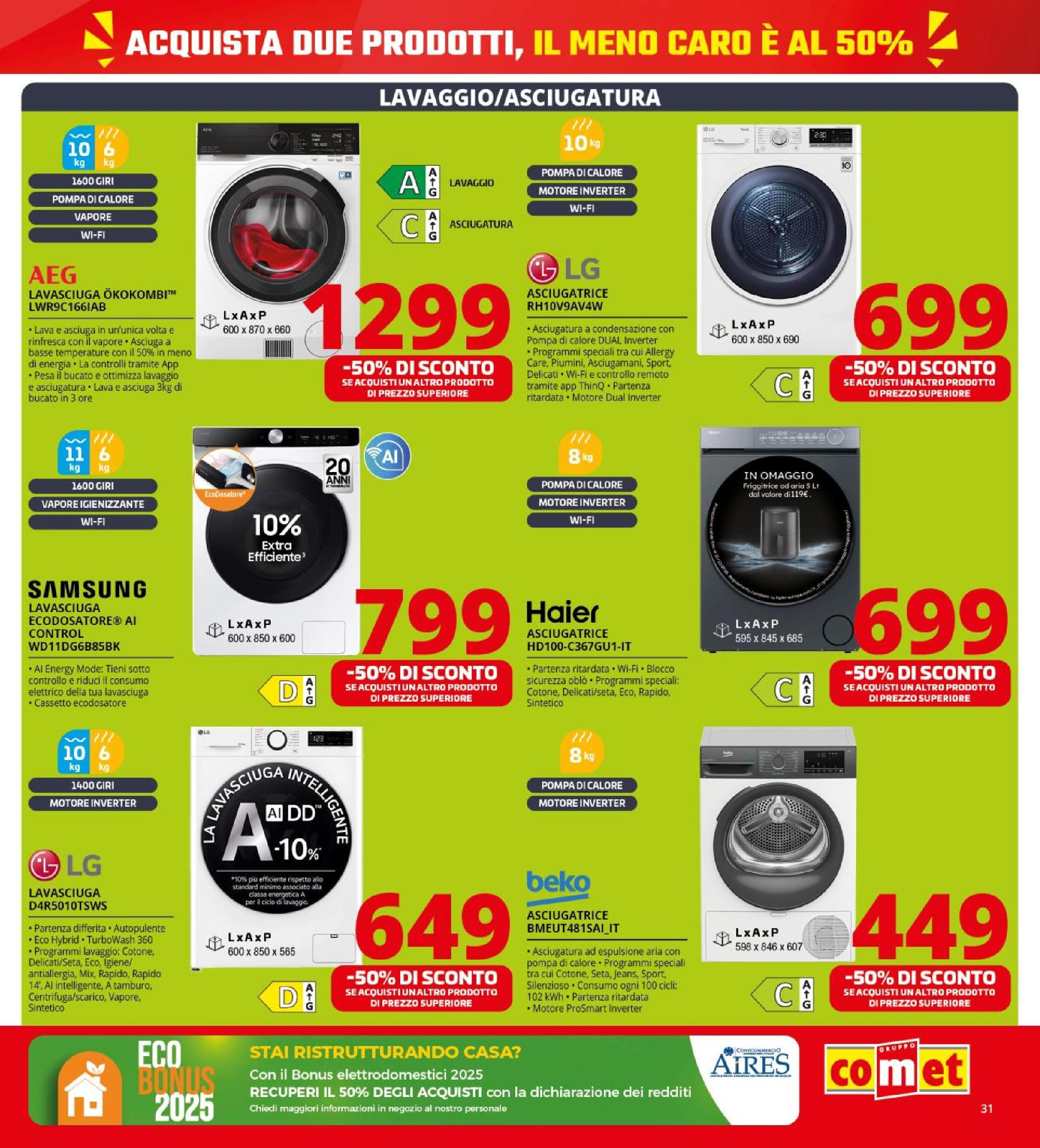 Nuovo Volantino Comet	 dal 26/09/2025 > offerte anteprima 🛍️ | Pagina: 31 | Prodotti: Friggitrice ad aria, Lavasciuga, Asciugatrice, Samsung