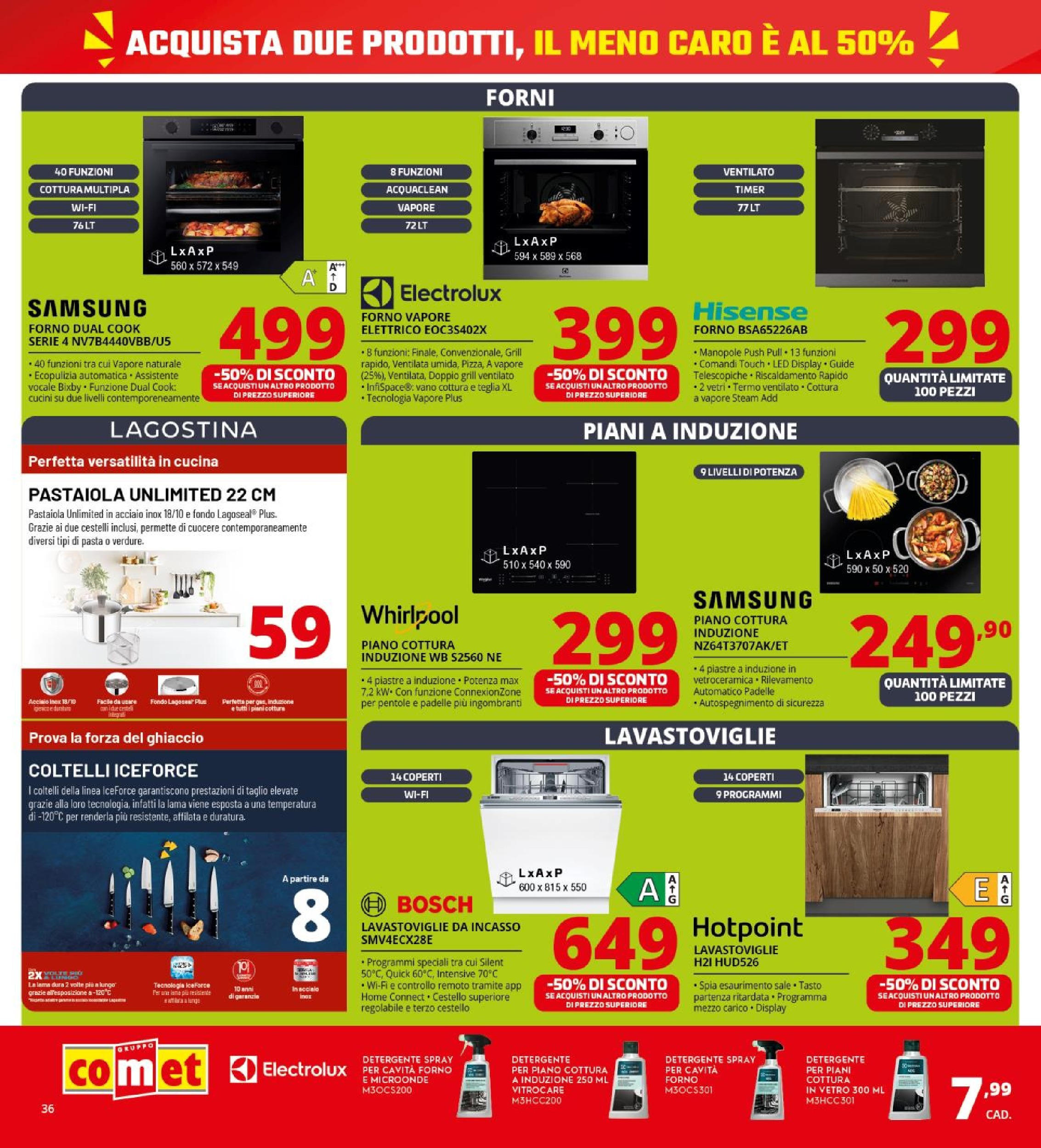 Nuovo Volantino Comet	 dal 26/09/2025 > offerte anteprima 🛍️ | Pagina: 36 | Prodotti: Pasta, Piano cottura, Forno, Samsung