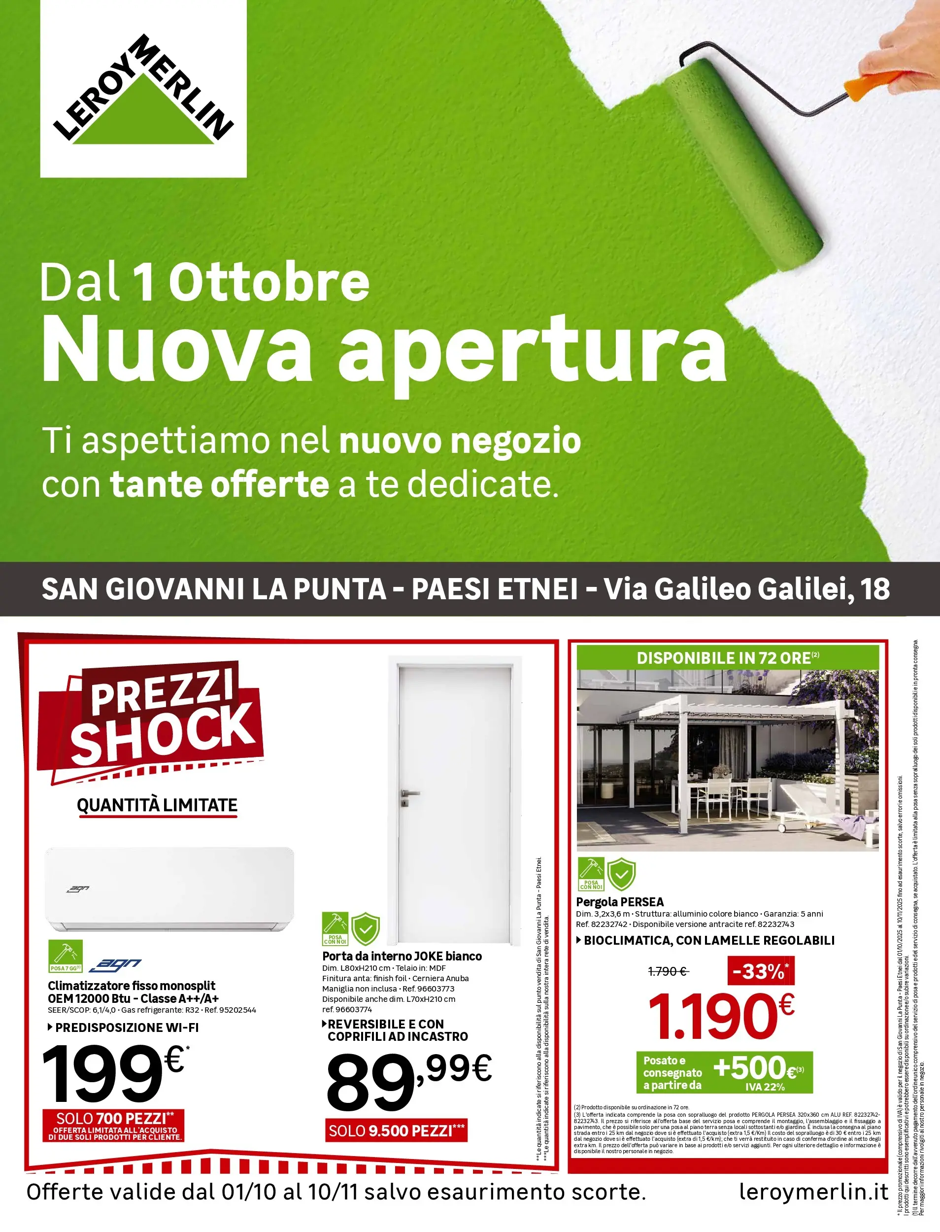Nuovo Leroy Merlin - Nuova apertura Leroy Merlin a Catania! dal 01/10/2025 > offerte anteprima 🛍️ | Pagina: 1 | Prodotti: Climatizzatore, Tè, Alluminio, Terra