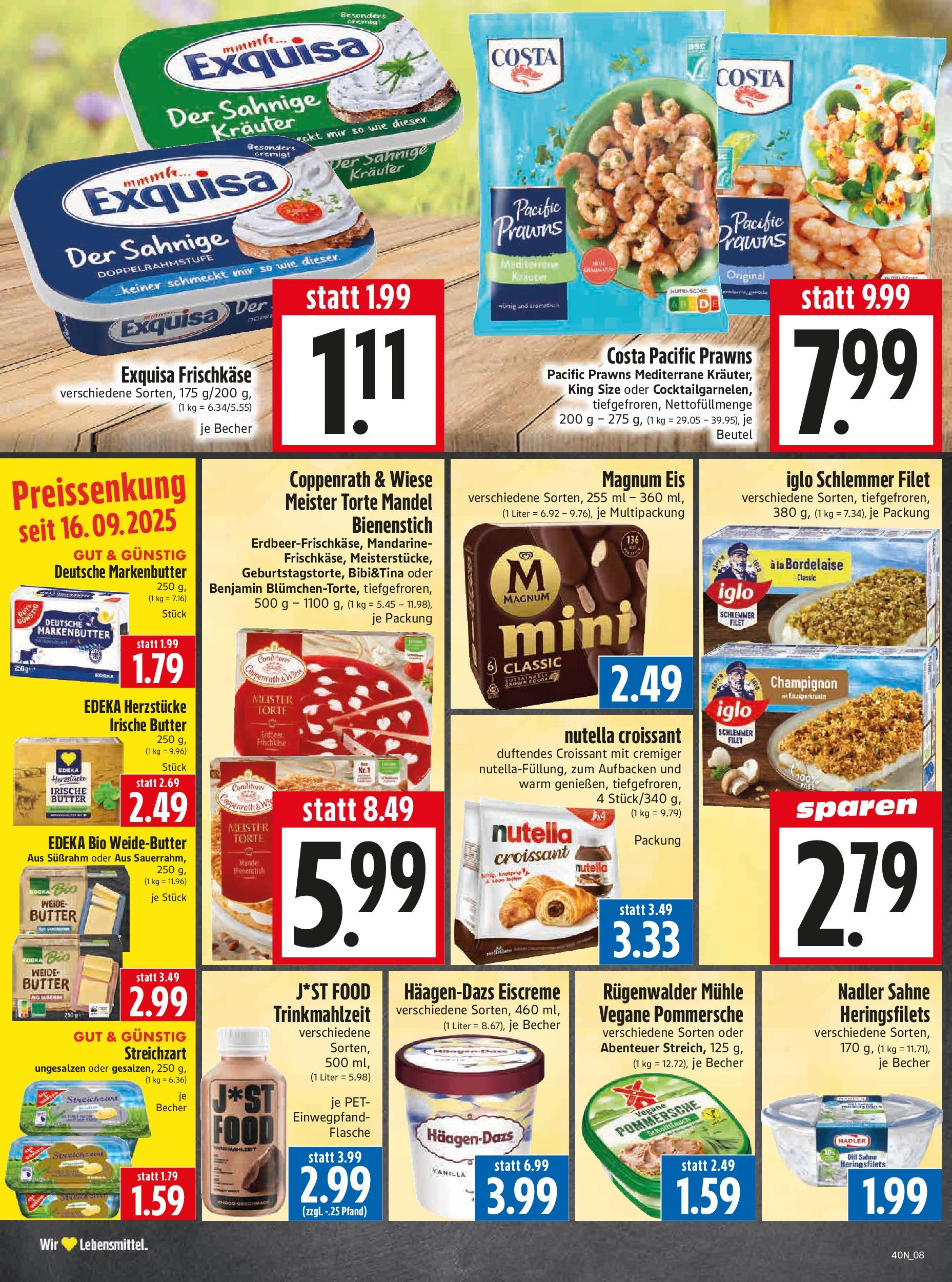 Entdecke - Edeka Hahner: Wochenangebote (ab 28.09.2025) zum Blättern | Seite: 10 | Produkte: Eiscreme, Nutella, Sahne, Frischkase