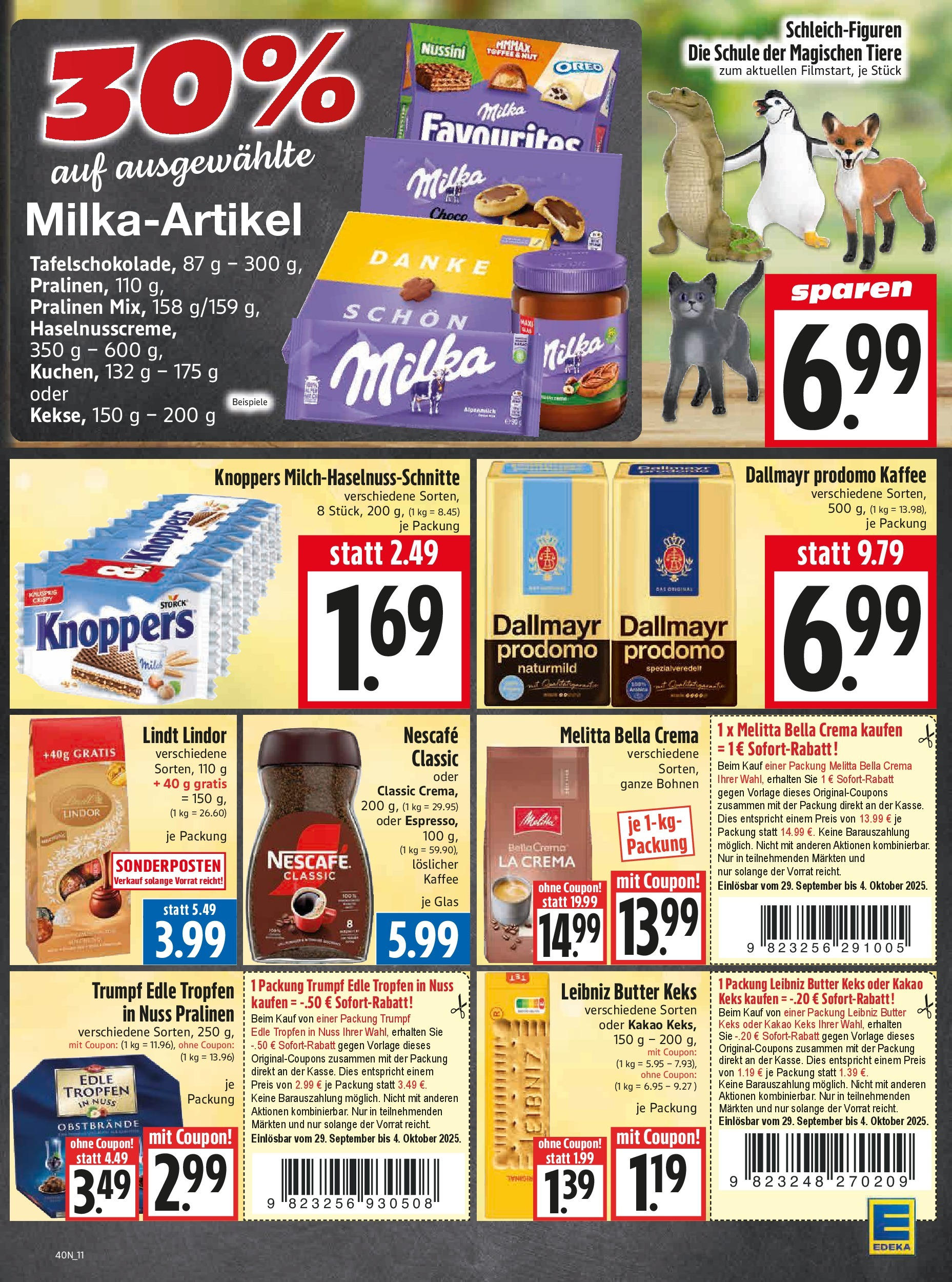 Entdecke - Edeka Hahner: Wochenangebote (ab 28.09.2025) zum Blättern | Seite: 13 | Produkte: Melitta, Nescafe, Dallmayr, Lindt