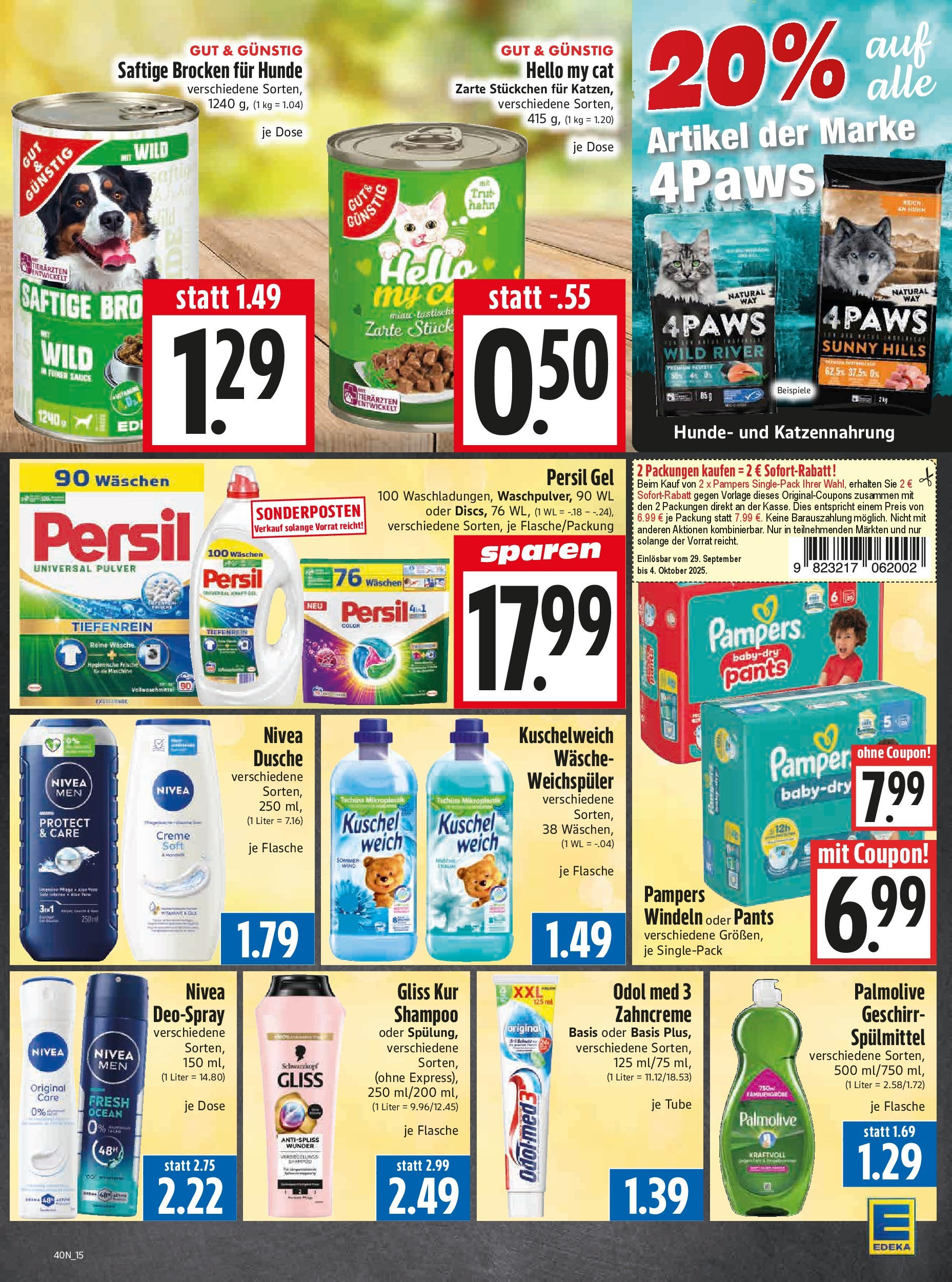 Entdecke - Edeka Hahner: Wochenangebote (ab 28.09.2025) zum Blättern | Seite: 17 | Produkte: Kuschelweich, Shampoo, Persil gel, Persil