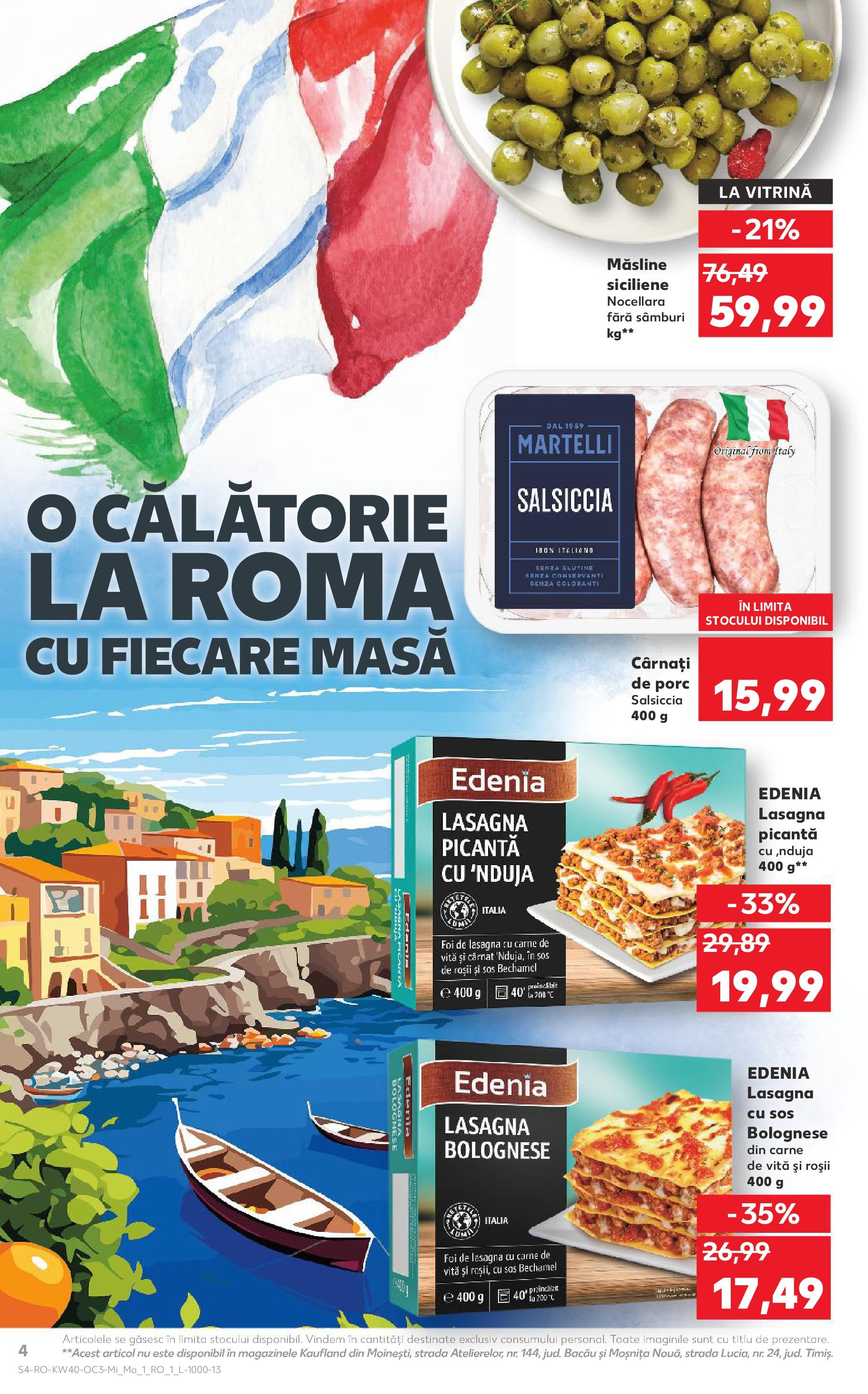 Catalog Kaufland - București 01.10.2025 - Revista si Oferta | Pagină: 4 | Produse: Lasagna, Roșii, Sos, Cârnați