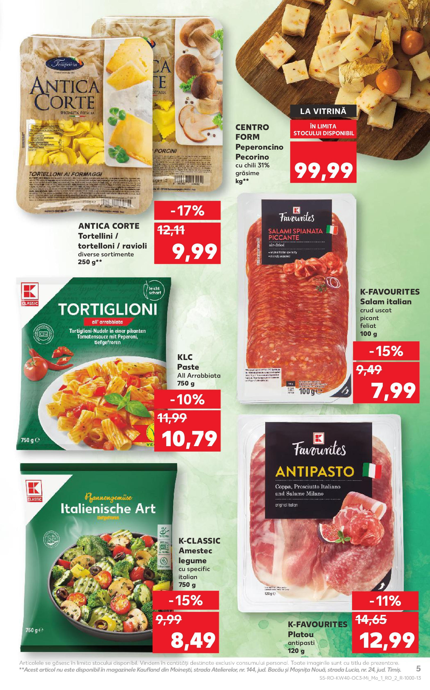 Catalog Kaufland - București 01.10.2025 - Revista si Oferta | Pagină: 5 | Produse: Vitrină, Salam, Paste, Legume