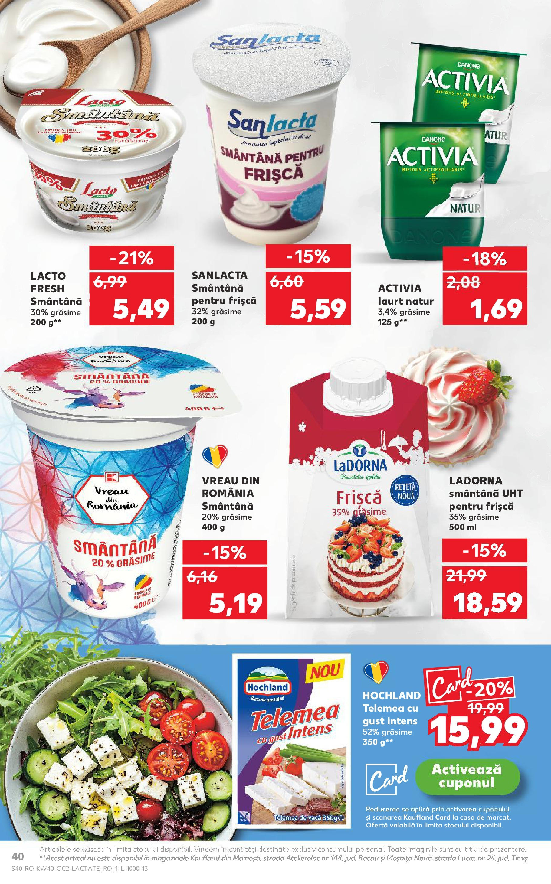 Catalog Kaufland - Tulcea 01.10.2025 - Revista si Oferta | Pagină: 40 | Produse: Lapte, Frișcă, Smântână