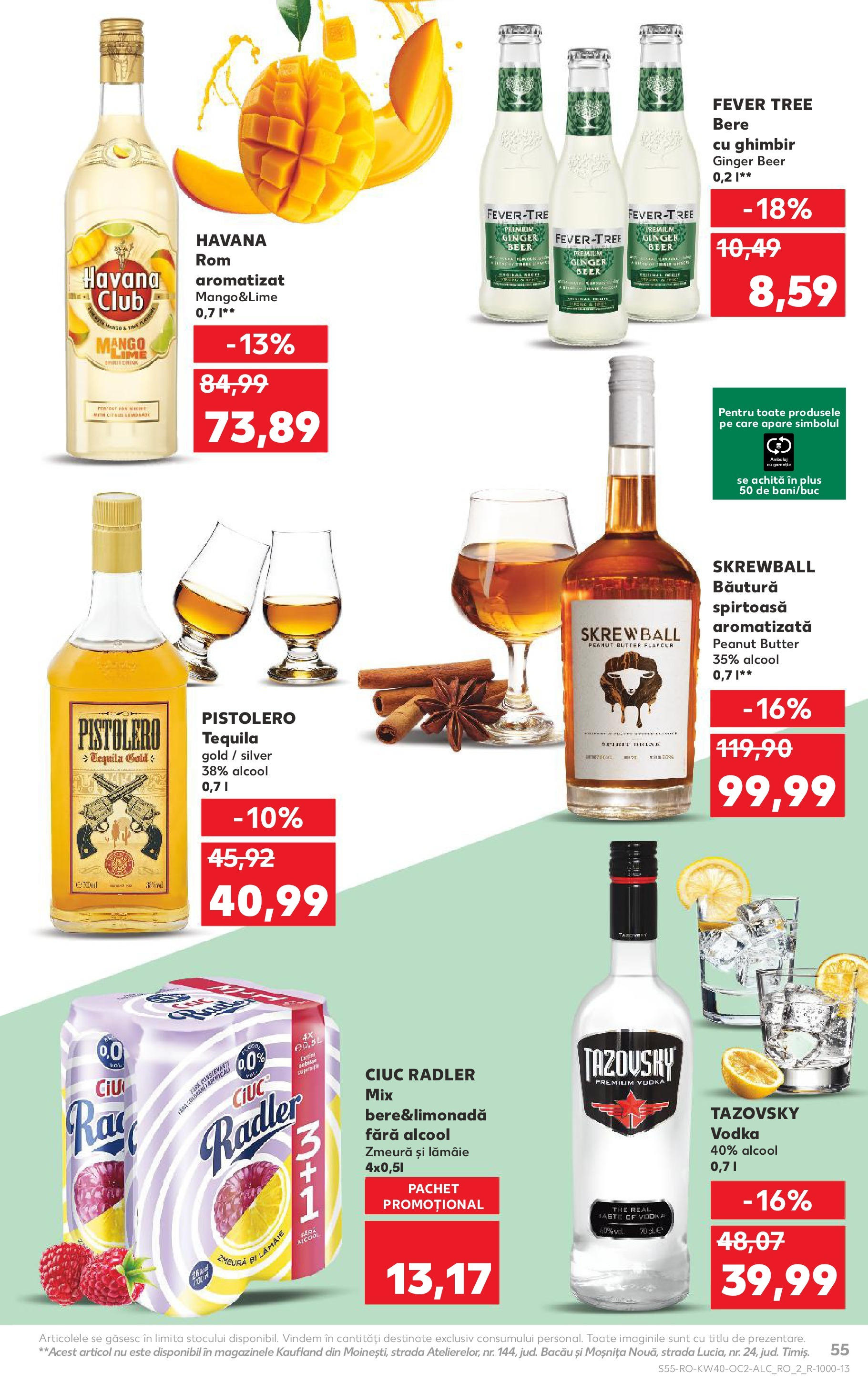 Catalog Kaufland - Tulcea 01.10.2025 - Revista si Oferta | Pagină: 55 | Produse: Zmeură, Rom, Vodka, Mango
