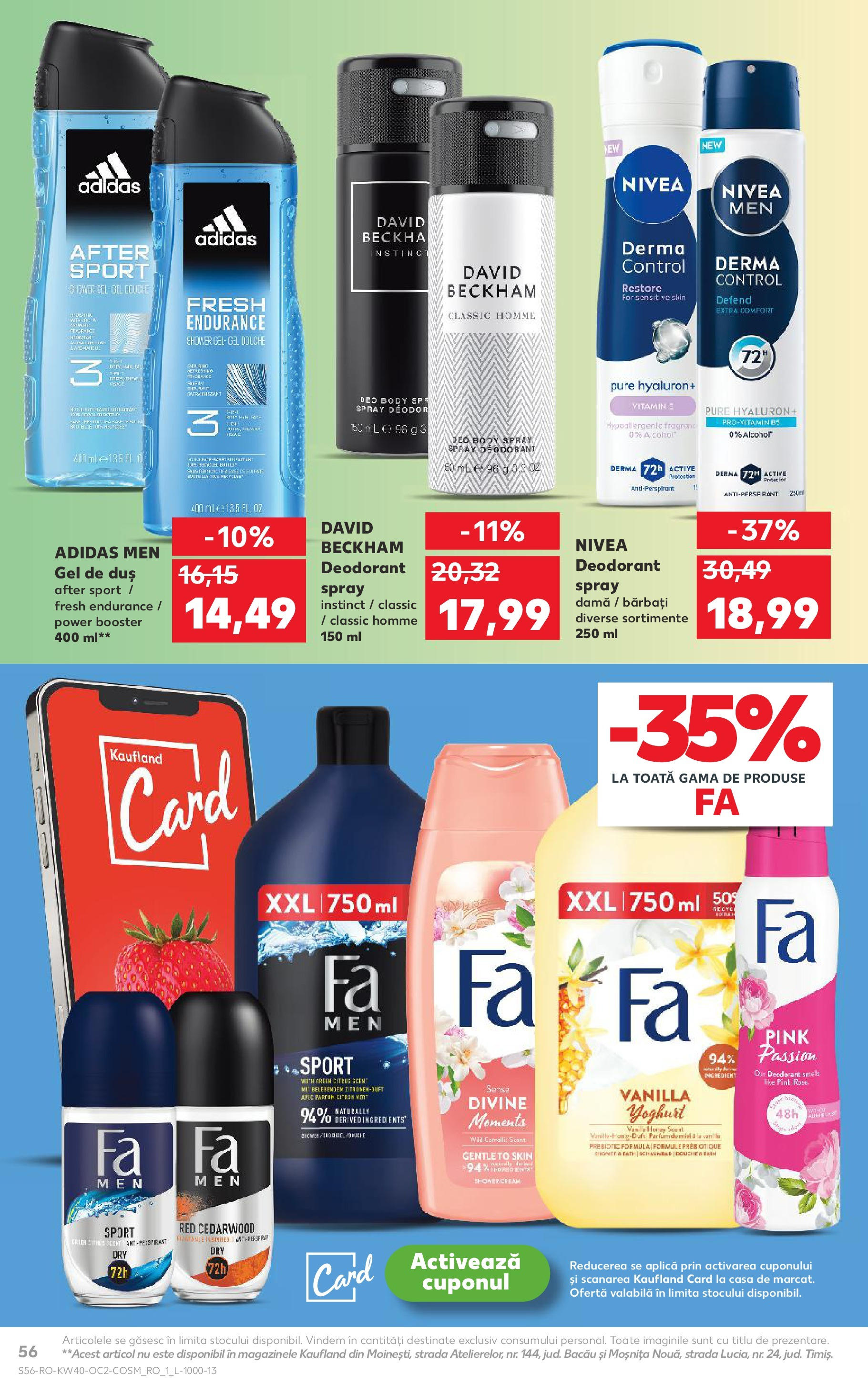 Catalog Kaufland - Tulcea 01.10.2025 - Revista si Oferta | Pagină: 56 | Produse: Body, Duș, Gel de duș, Antiperspirant
