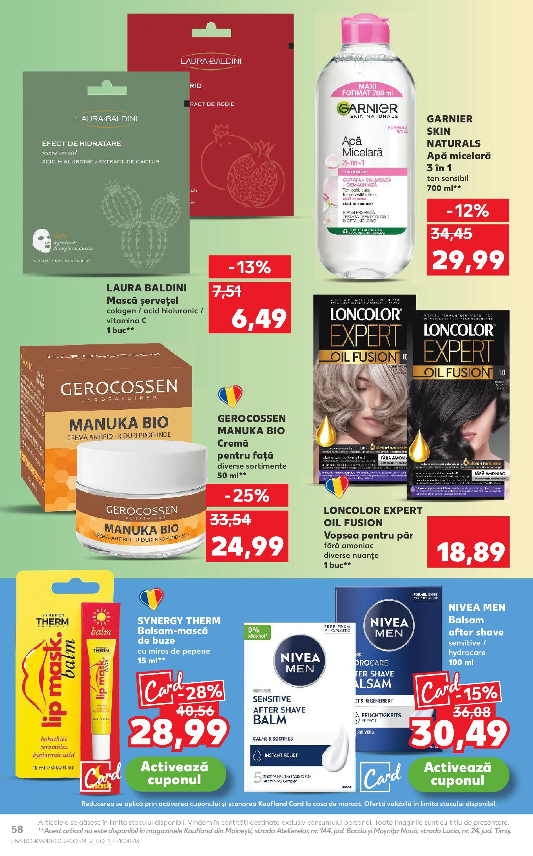 Catalog Kaufland - Tulcea 01.10.2025 - Revista si Oferta | Pagină: 58 | Produse: After shave, Vopsea, Balsam, Apă