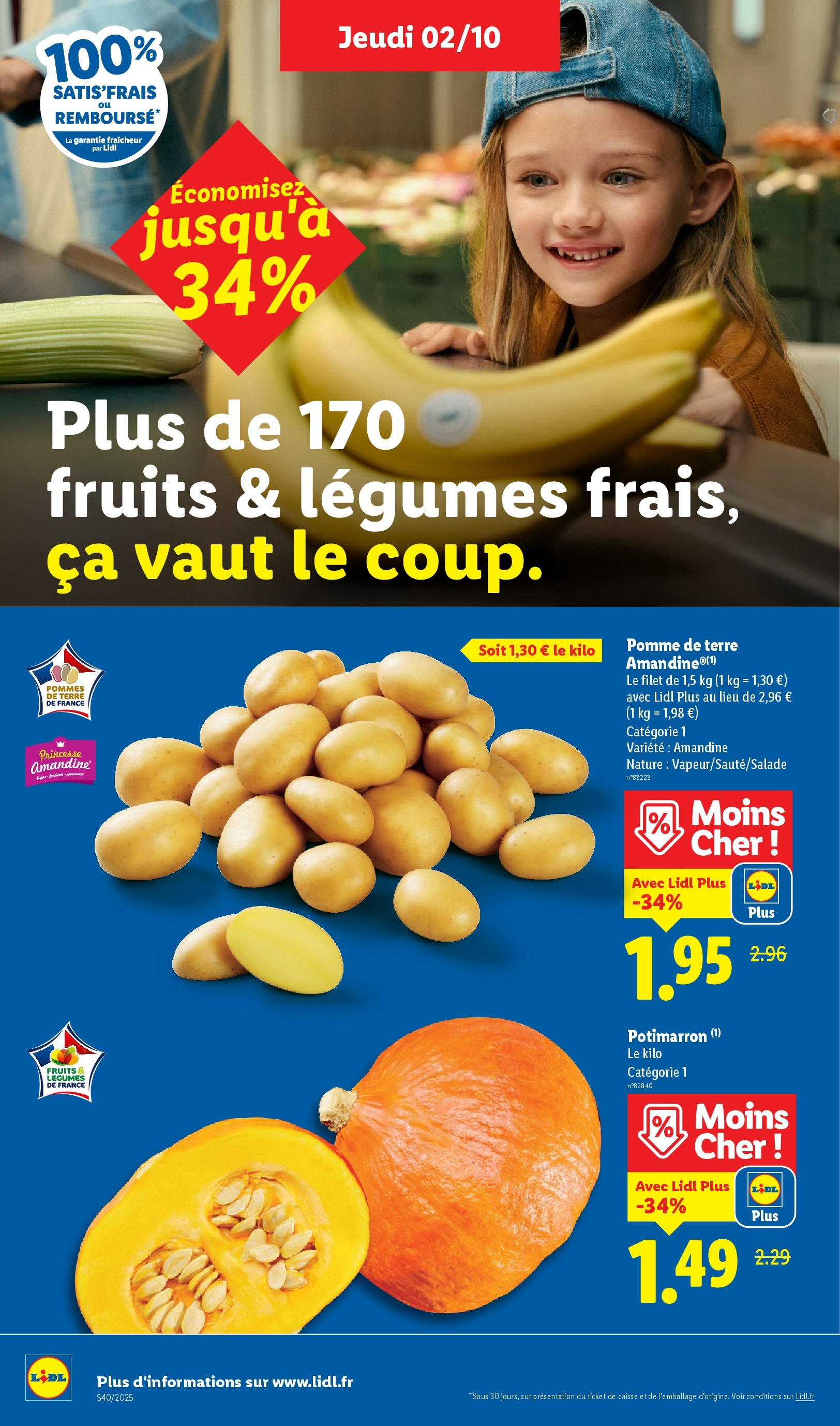 Catalogue LIDL du 01/10/2025 | Promo prospectus en ligne | Page: 2 | Produits: Pomme, Pomme de terre, Pommes, Pommes de terre