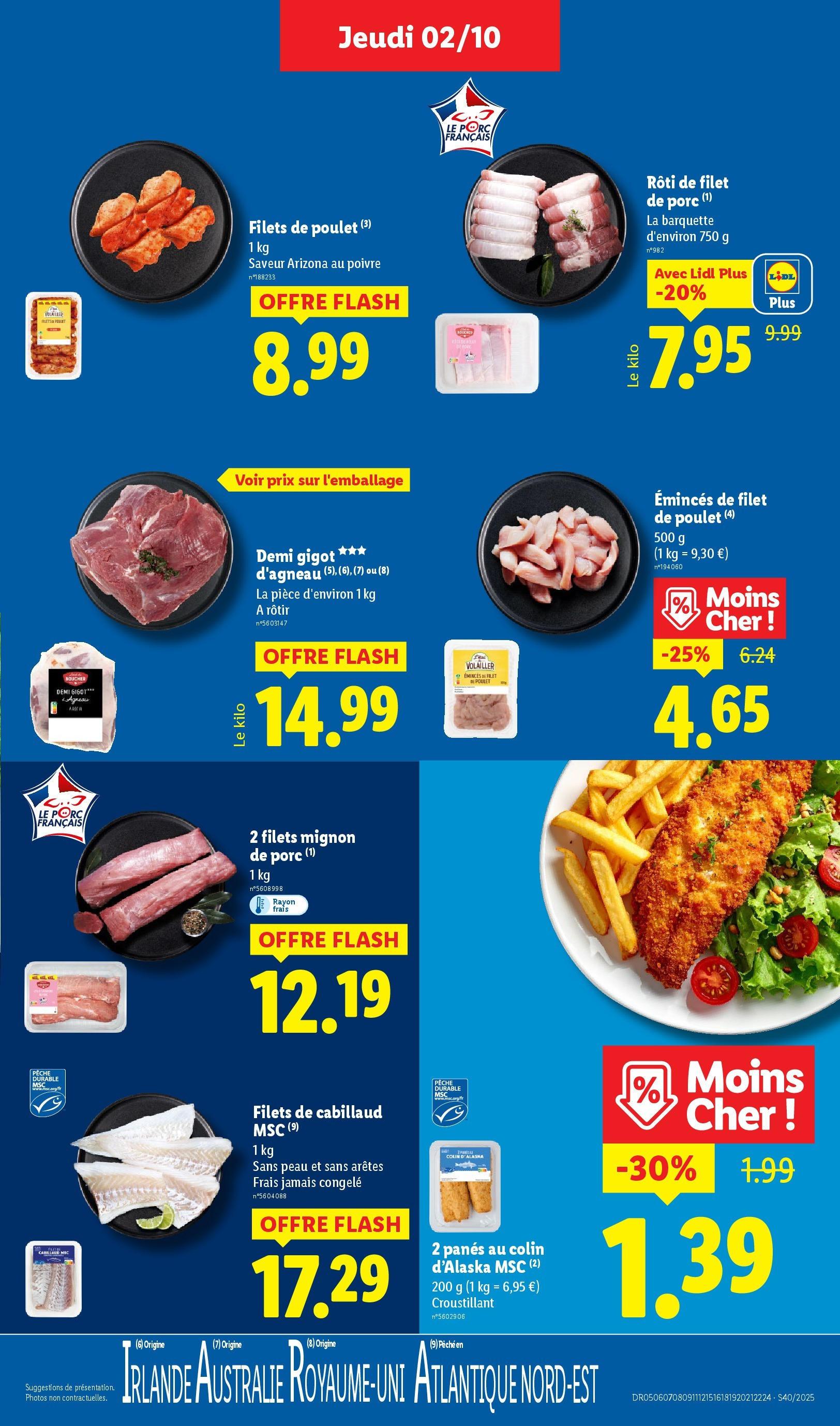 Catalogue LIDL du 01/10/2025 | Promo prospectus en ligne | Page: 9 | Produits: Gigot d'agneau, Poivre, Porc, Filets mignon de porc