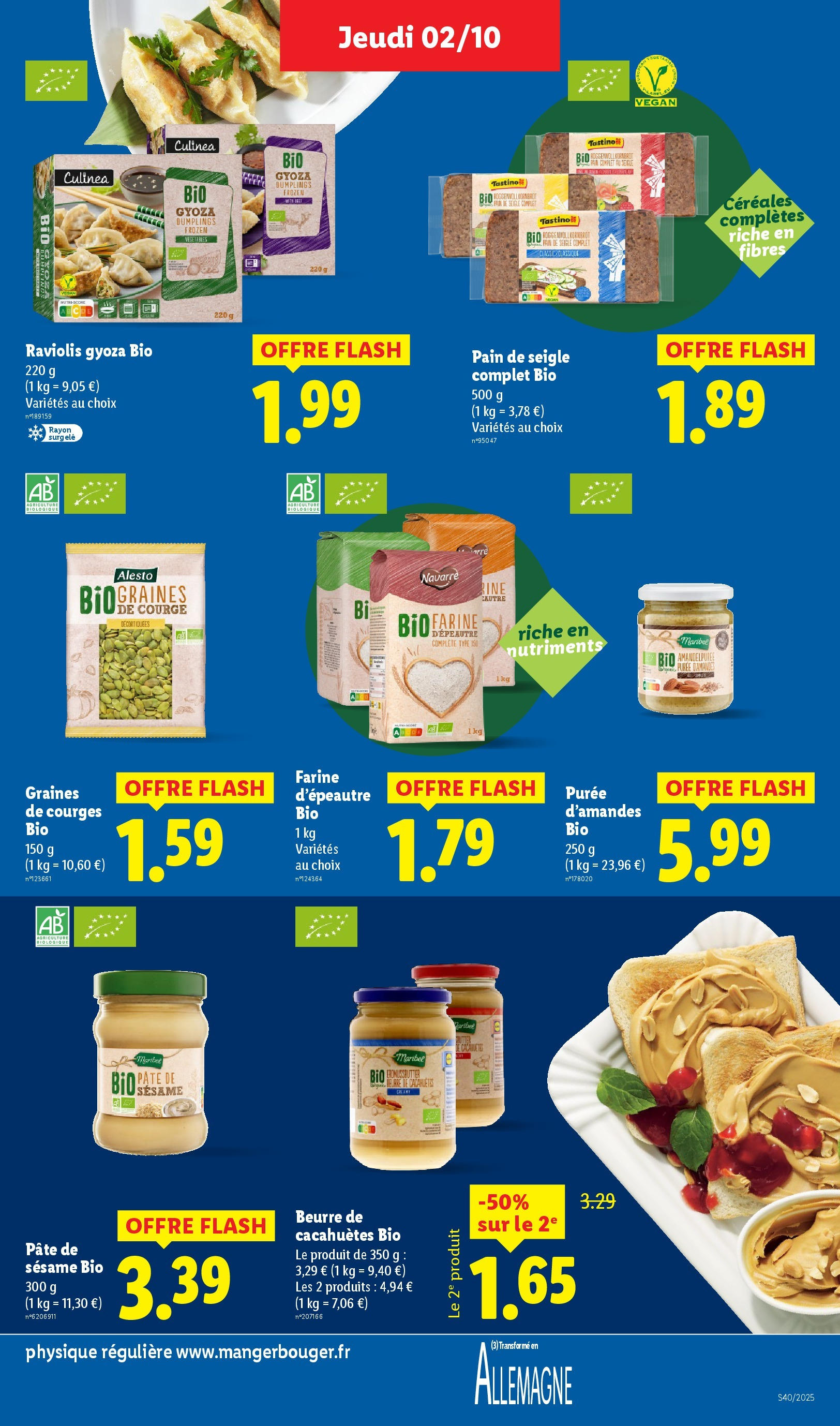 Catalogue LIDL du 01/10/2025 | Promo prospectus en ligne | Page: 25 | Produits: Farine, Beurre de cacahuètes, Beurre, Céréales