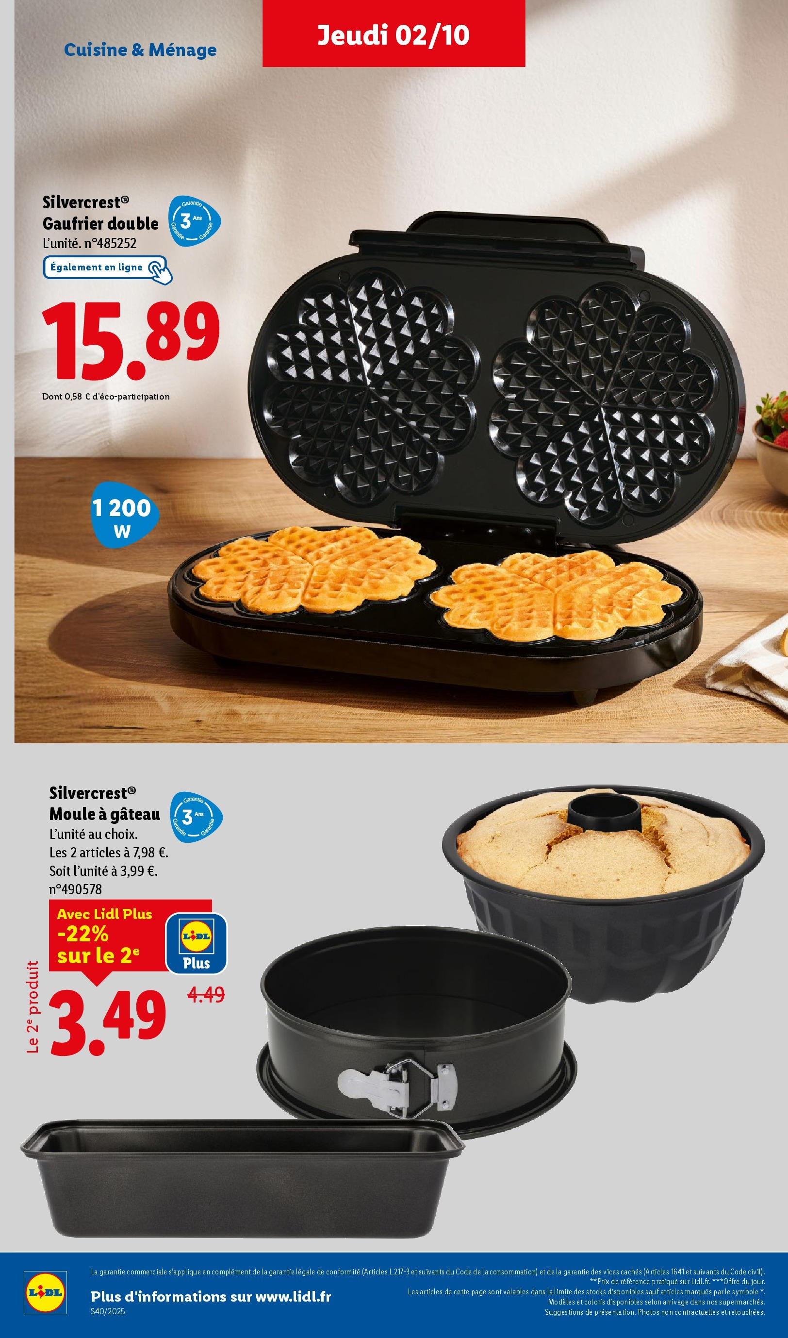 Catalogue LIDL du 01/10/2025 | Promo prospectus en ligne | Page: 36 | Produits: Moule à gâteau, Gaufrier