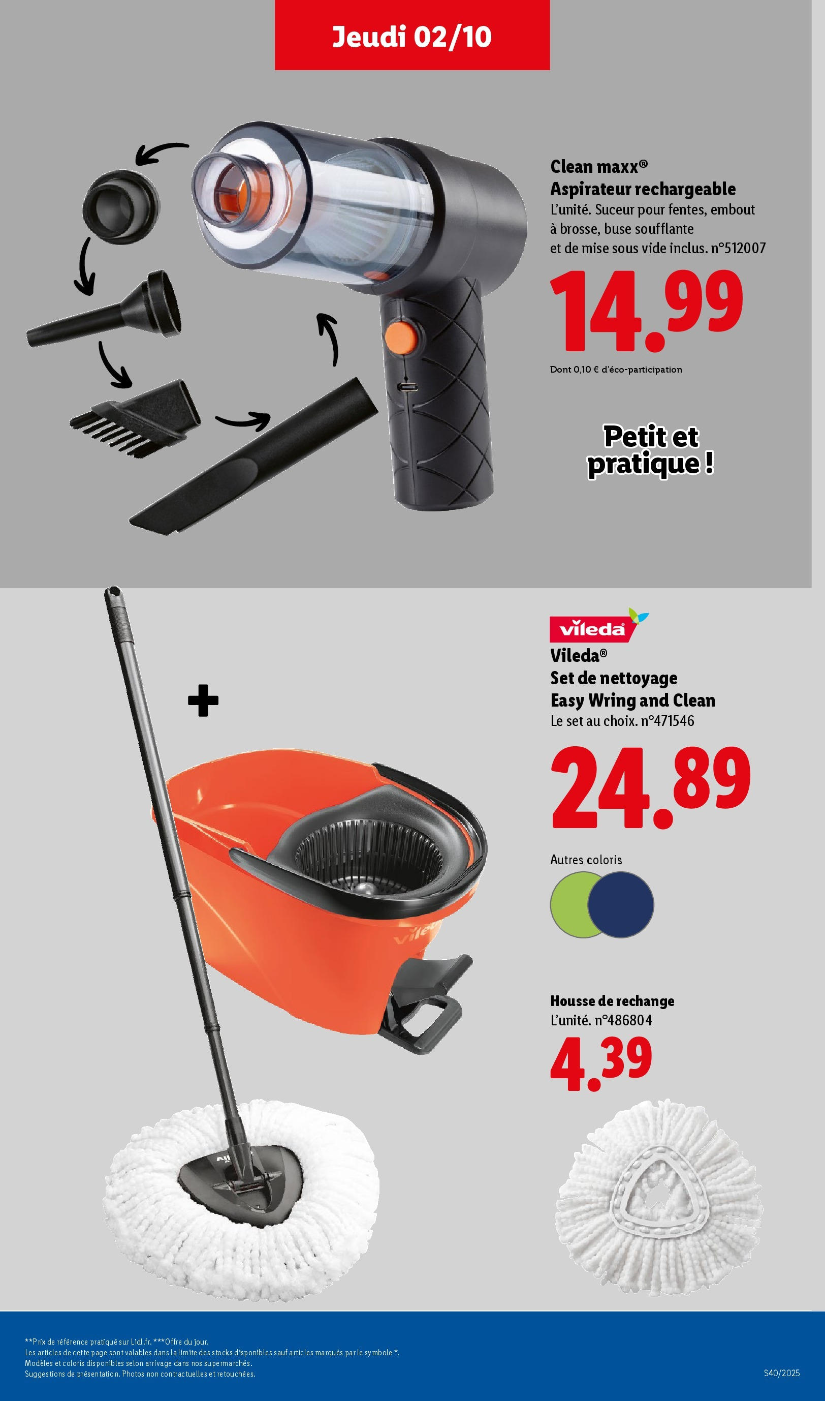 Catalogue LIDL du 01/10/2025 | Promo prospectus en ligne | Page: 43 | Produits: Aspirateur, Vileda