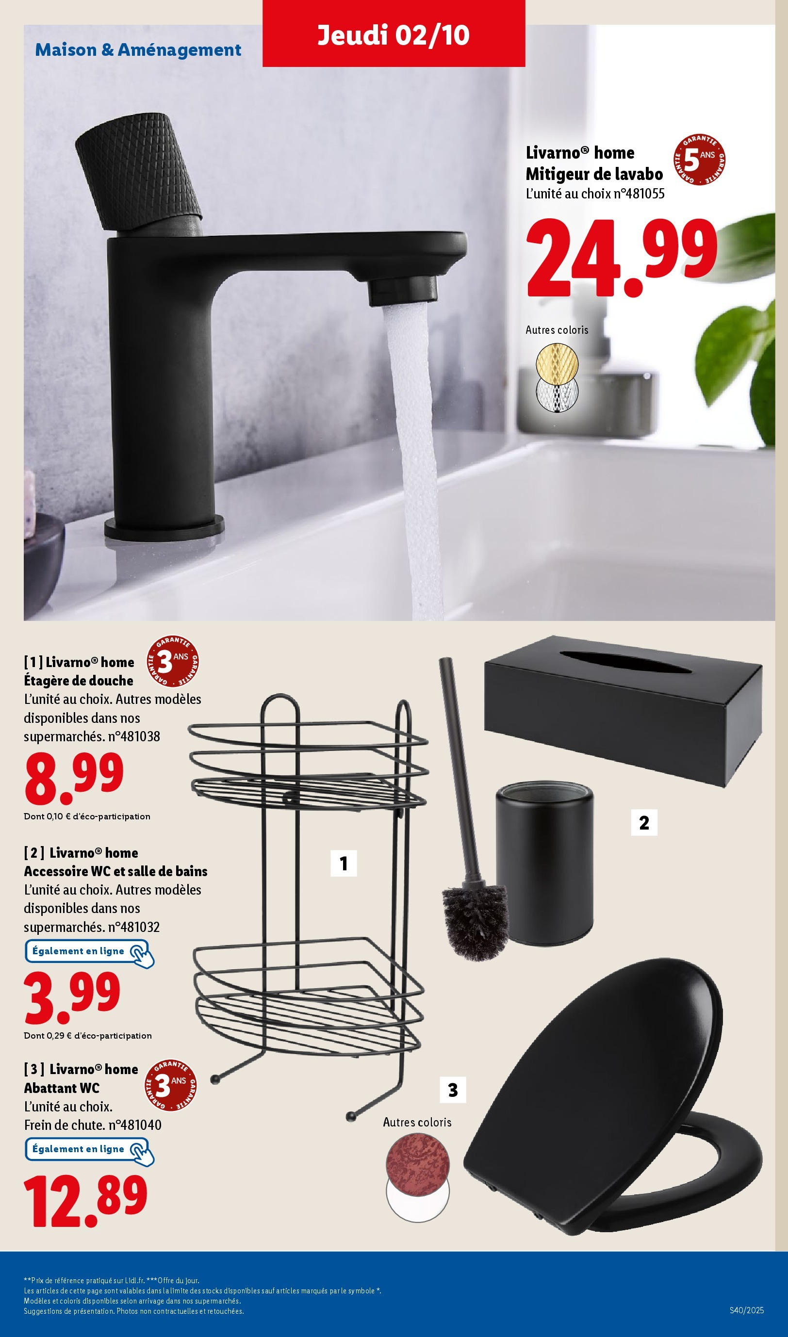 Catalogue LIDL du 01/10/2025 | Promo prospectus en ligne | Page: 45 | Produits: Étagère, Lavabo, Douche