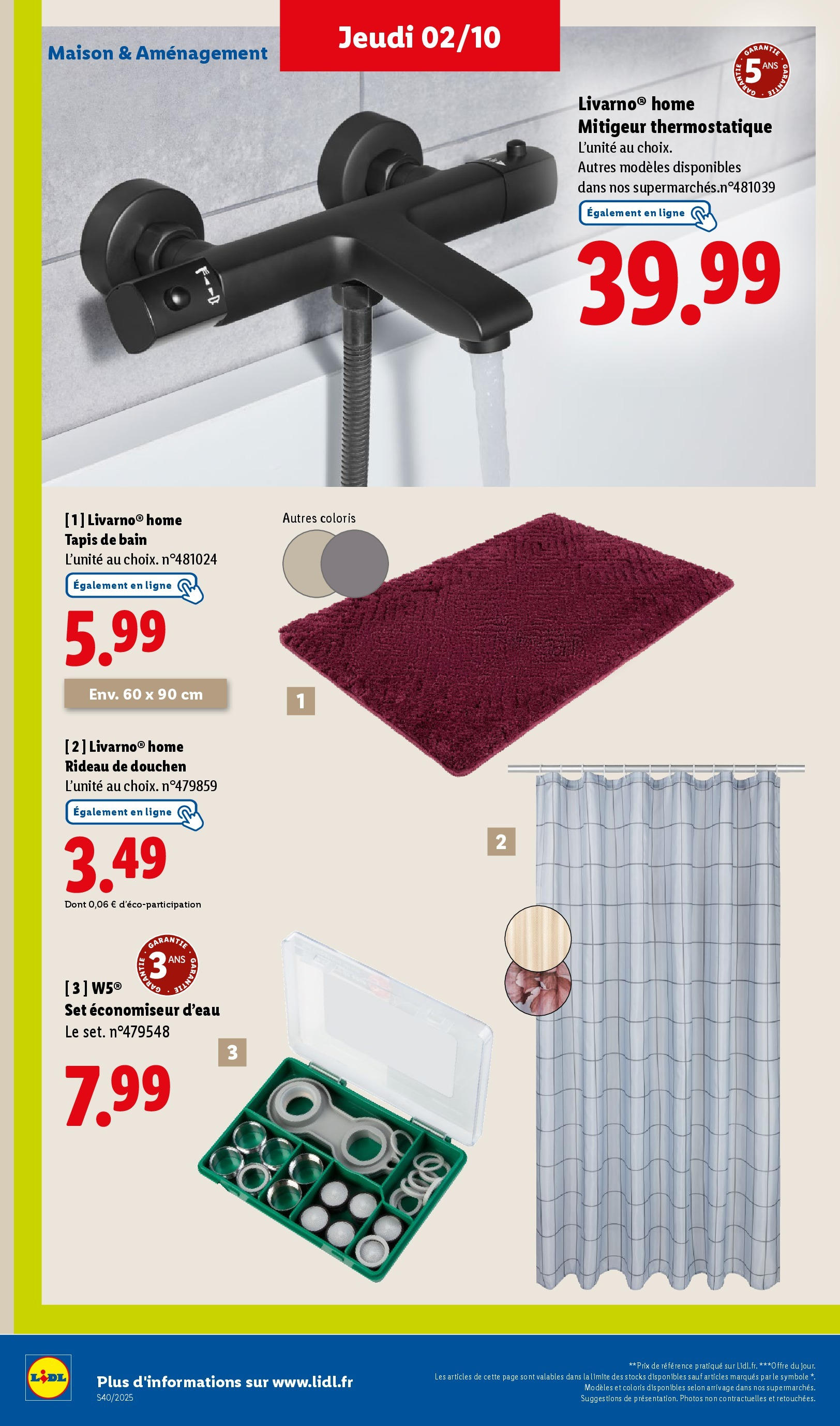 Catalogue LIDL du 01/10/2025 | Promo prospectus en ligne | Page: 46 | Produits: Tapis de bain, Mixer, Tapis, Rideau
