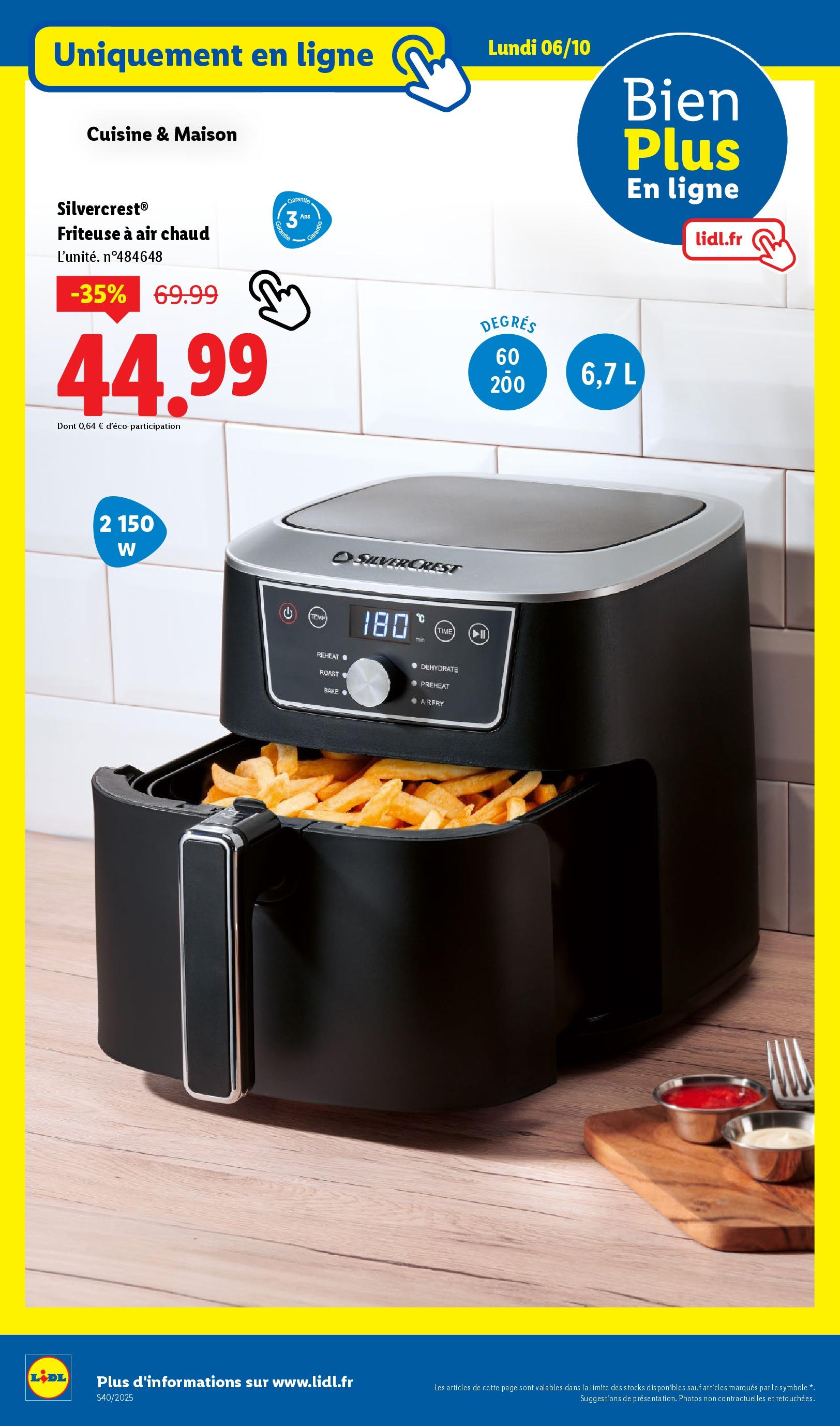 Catalogue LIDL du 01/10/2025 | Promo prospectus en ligne | Page: 50 | Produits: Friteuse, Air fryer