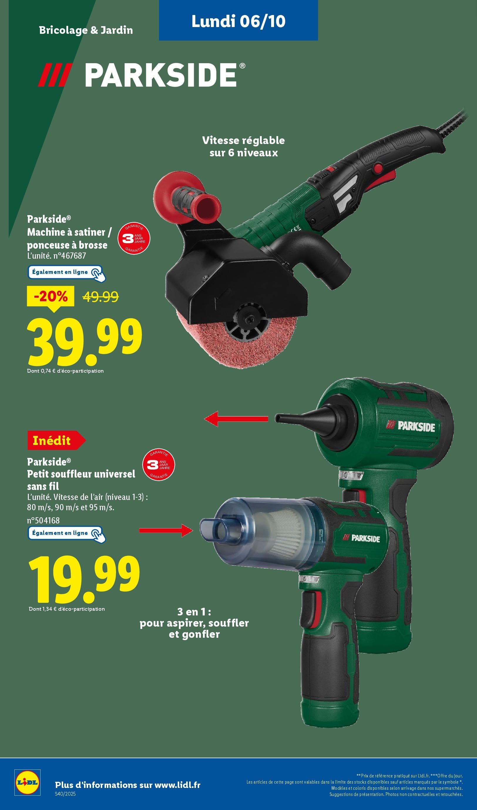 Catalogue LIDL du 01/10/2025 | Promo prospectus en ligne | Page: 59 | Produits: Ponceuse, Brosse