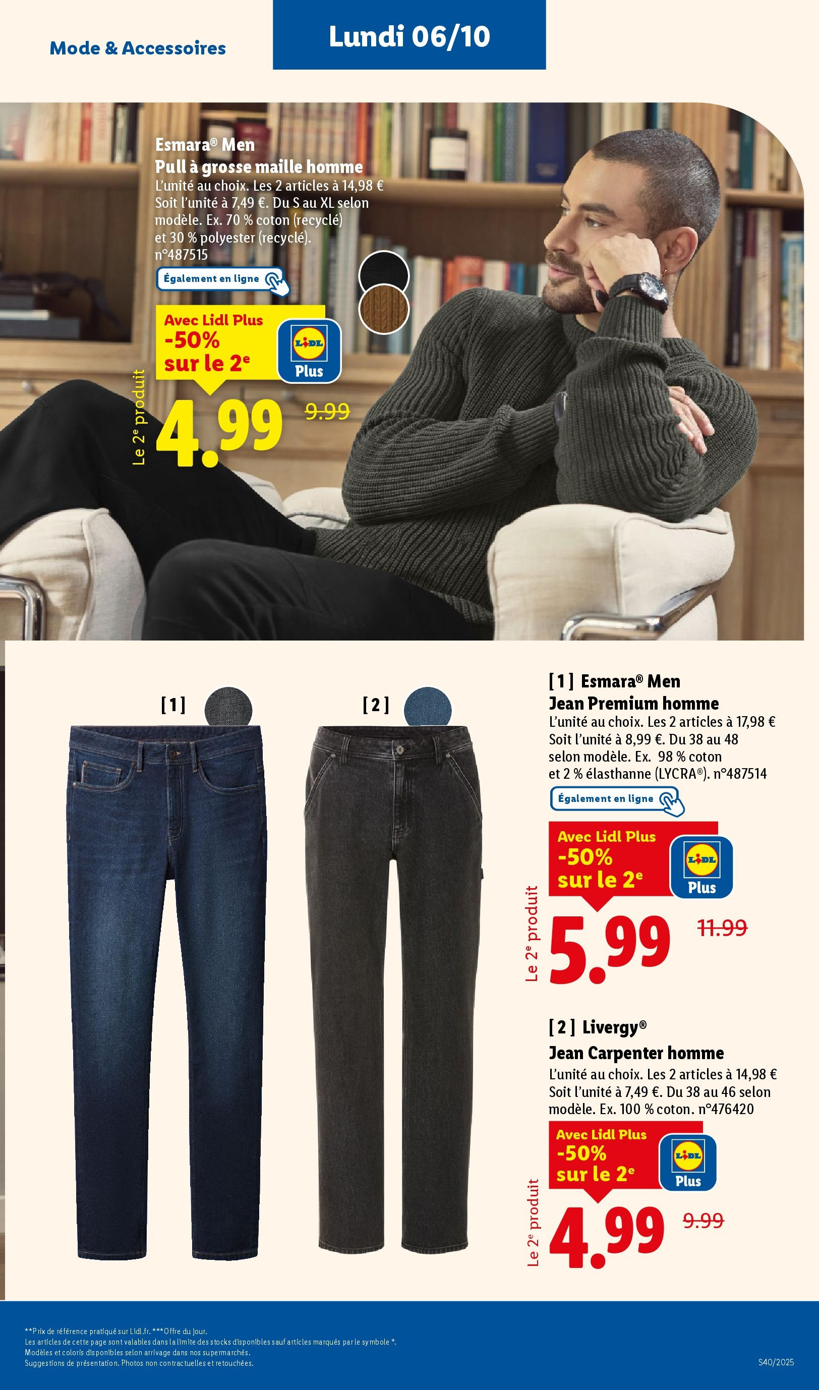 Catalogue LIDL du 01/10/2025 | Promo prospectus en ligne | Page: 69 | Produits: Jeans, Coton, Pull