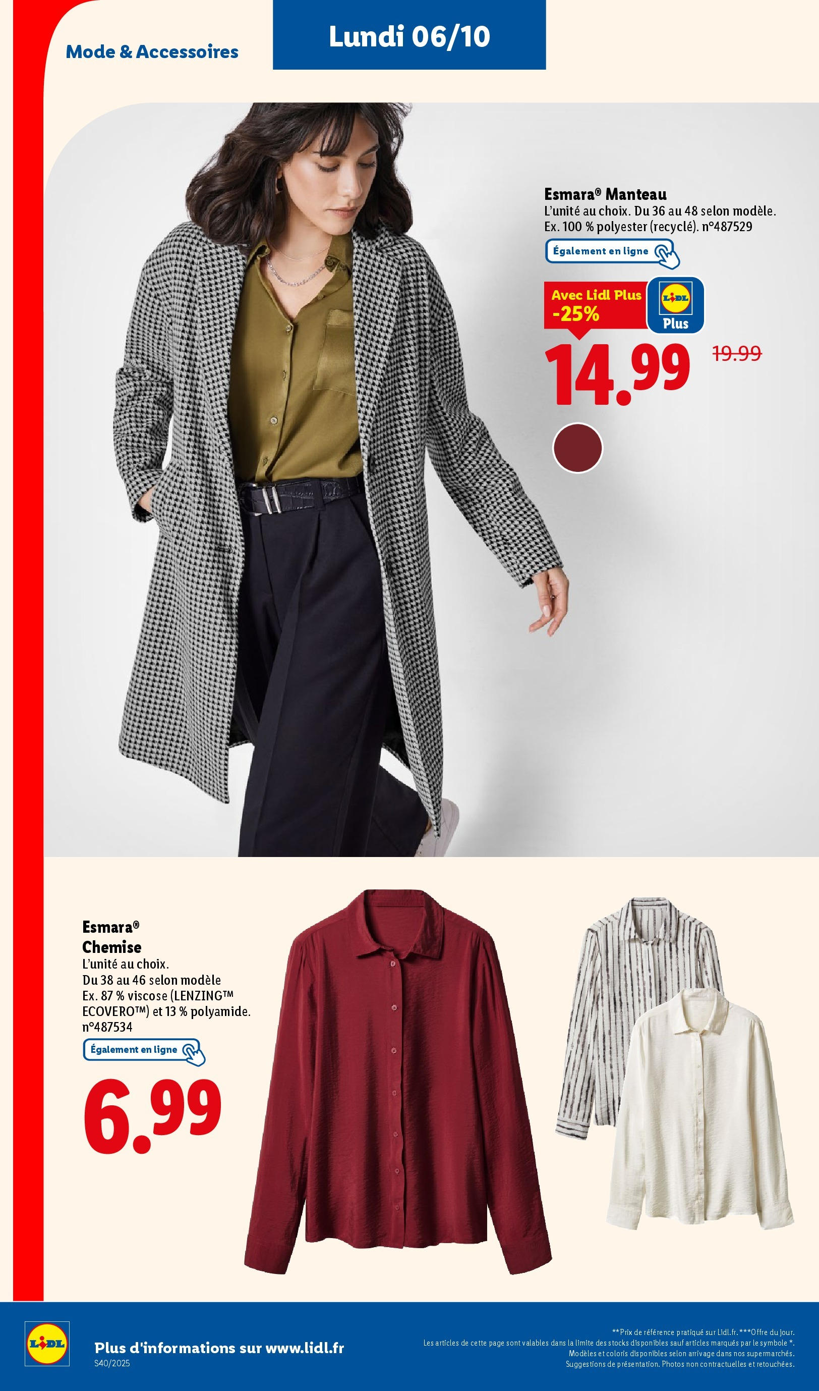 Catalogue LIDL du 01/10/2025 | Promo prospectus en ligne | Page: 70 | Produits: Chemise, Manteau