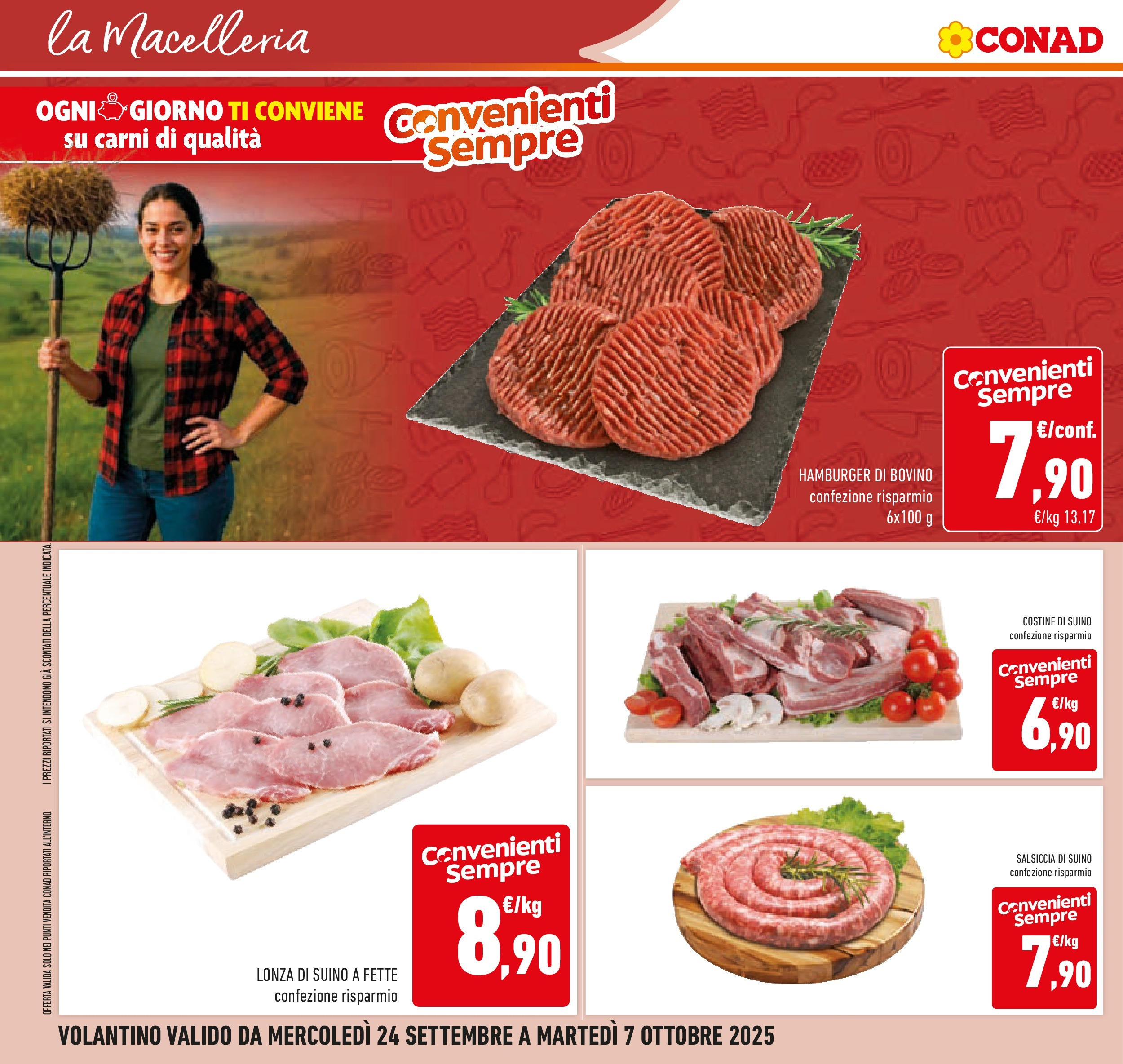 Volantino Conad dal 23/09/2025 > Anteprima | Pagina: 12 | Prodotti: Bovino, Suino, Salsiccia, Hamburger