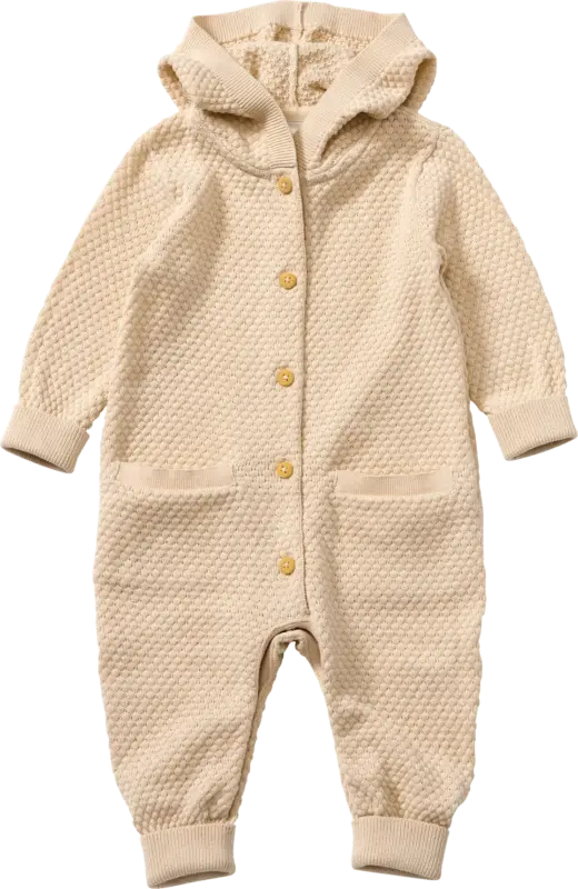 ALANA Strickoverall mit Waffel-Struktur & Mitwachsfunktion, beige, Gr. 62
