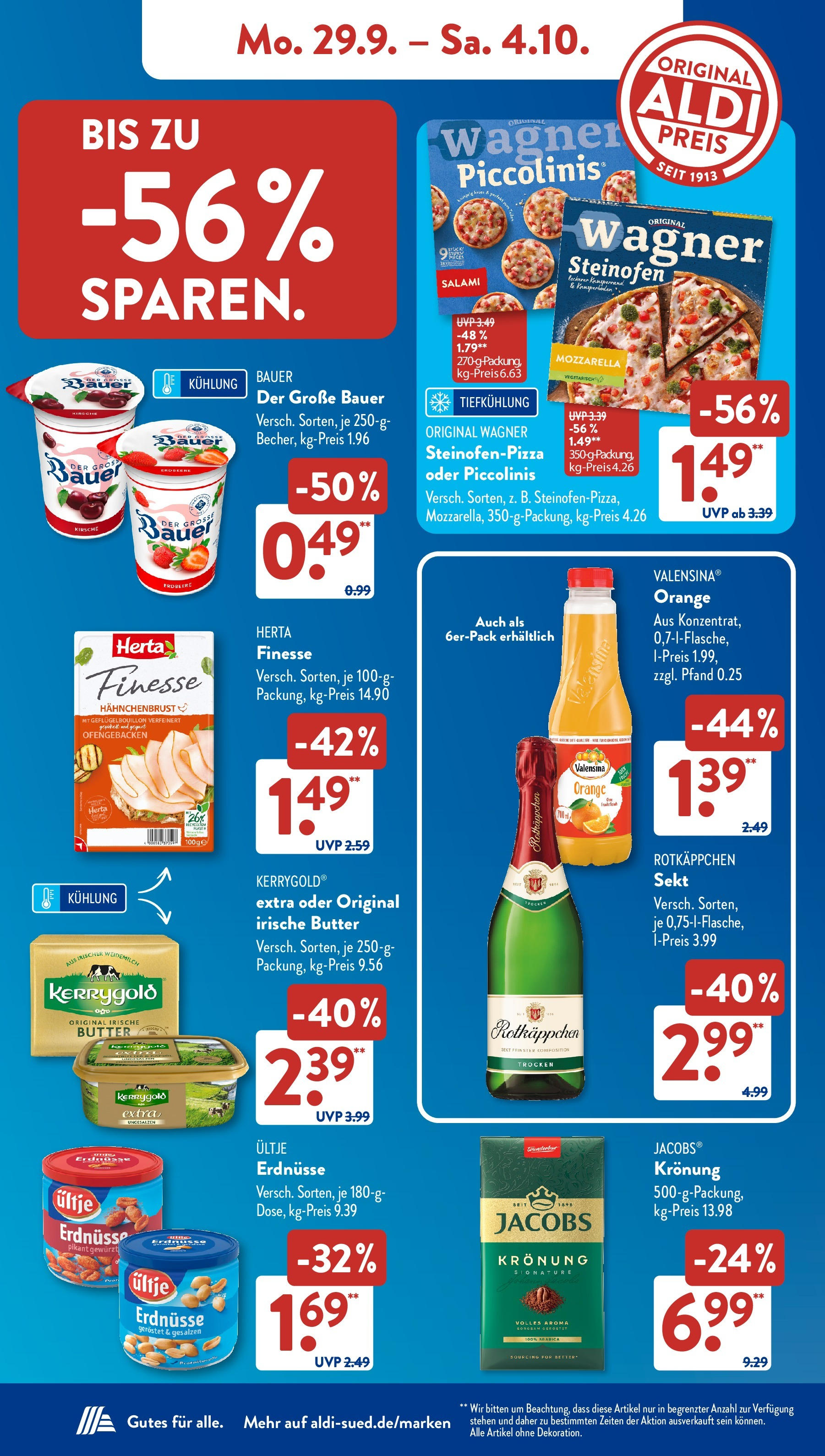 Aldi Süd - Aldi Süd: Wochenangebote (ab 28.09.2025) zum Blättern | Seite: 12 | Produkte: Sekt, Mozzarella, Valensina, Piccolinis
