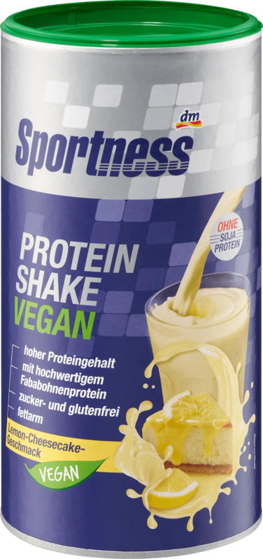 Sportness Proteinpulver, Proteinshake vegan, Lemon Cheesecake Geschmack